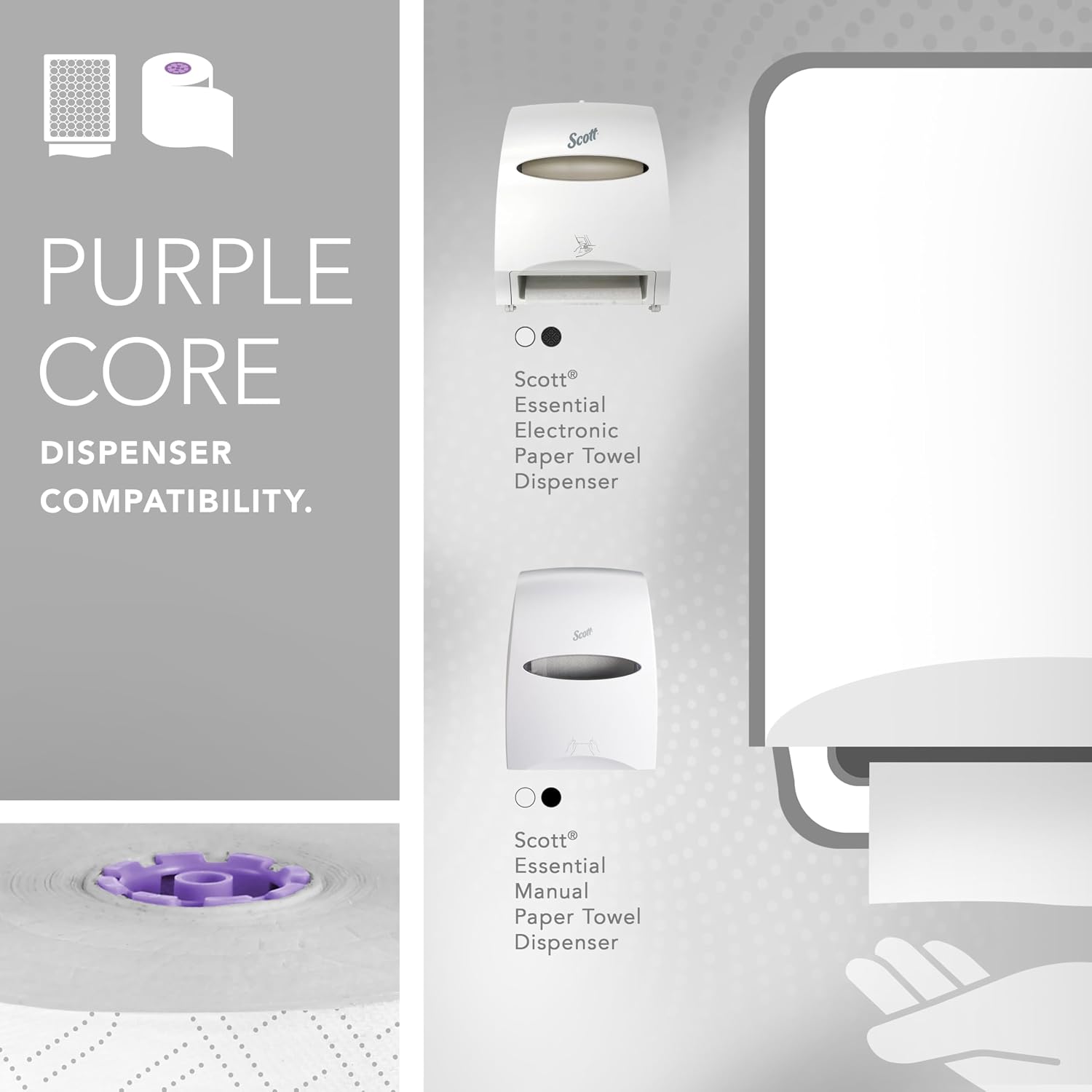 Scott Professional Hard Roll Paper Towels, Bulk, 6 Rolls x 950' (02001) | Purple Core, High-Capacity, Elevated Design, Absorbency Pockets, White, Plus Tier, Compatible with Scott Essential Dispensers