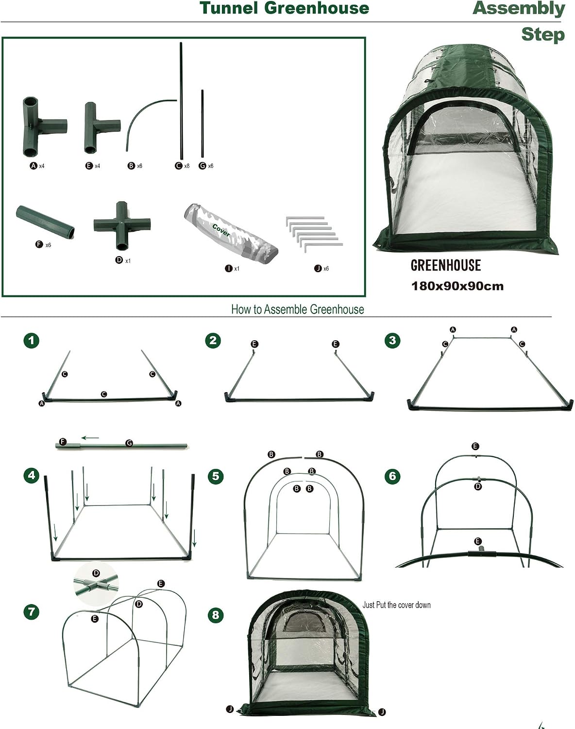 Porayhut Portable Greenhouse Tent, Easy Set-Up Gardening Flower House & Plant Sunshine Room with PVC Cover