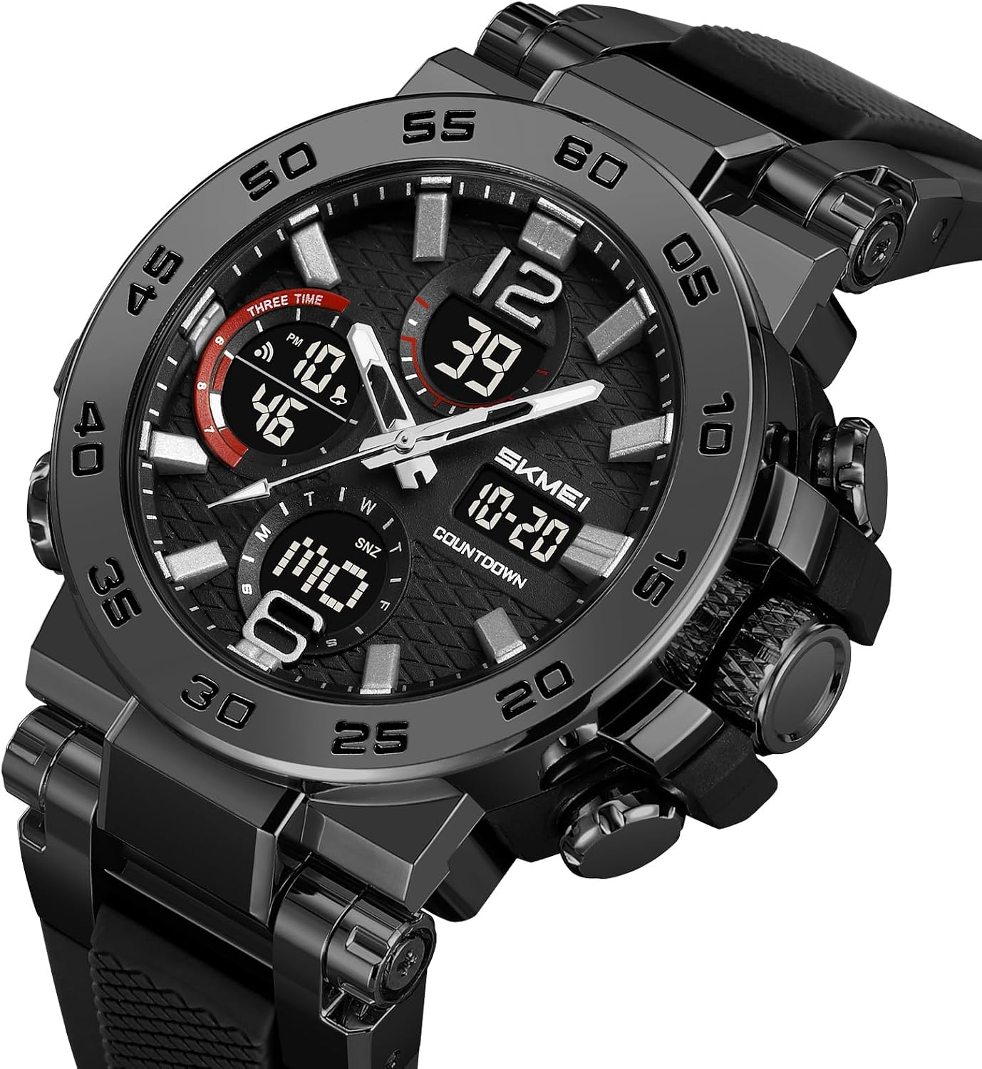FANMIS Men's Analog Digital Sport Watch Military Dual Display 50M LED Watch | Men's Dual Display Sports Watches With Led Backlight Alarm Stopwatch 12/24h Time Outdoor Running Swimming