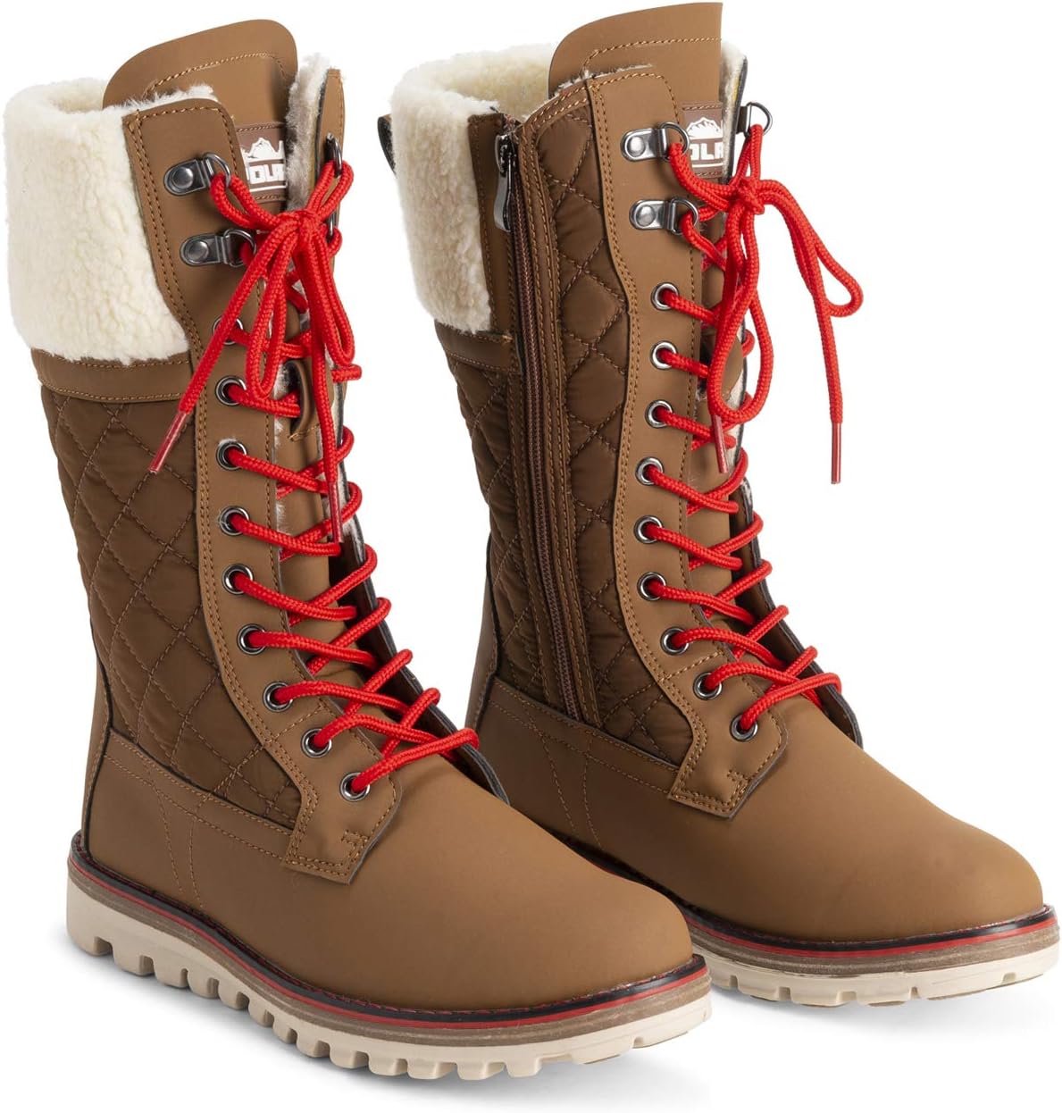 POLAR Womens Faux Fur Warm Thermal Waterproof Outdoor Walking Snow Winter Rubber Sole Calf Boots