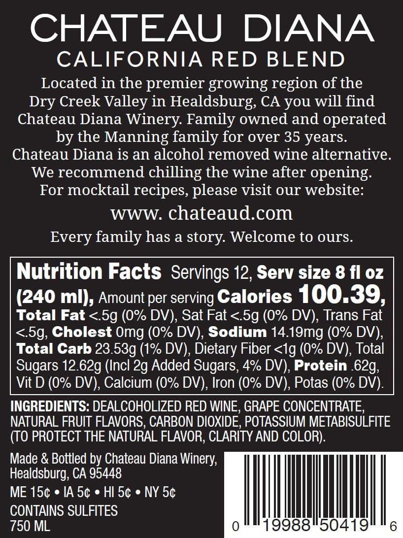 Chateau Diana Zero - Alcohol Removed California Red Wine (2x 750 ml.)