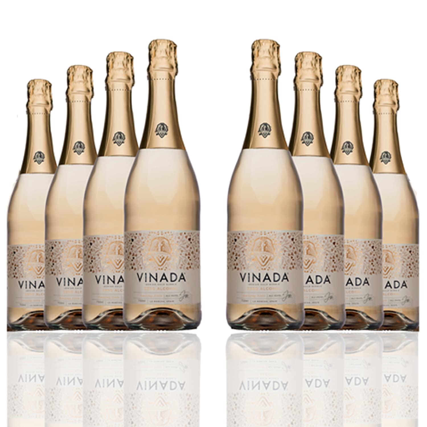 VINADA - Sparkling Gold - Zero Alcohol Wine - 750 ml (8 Glass Bottles)