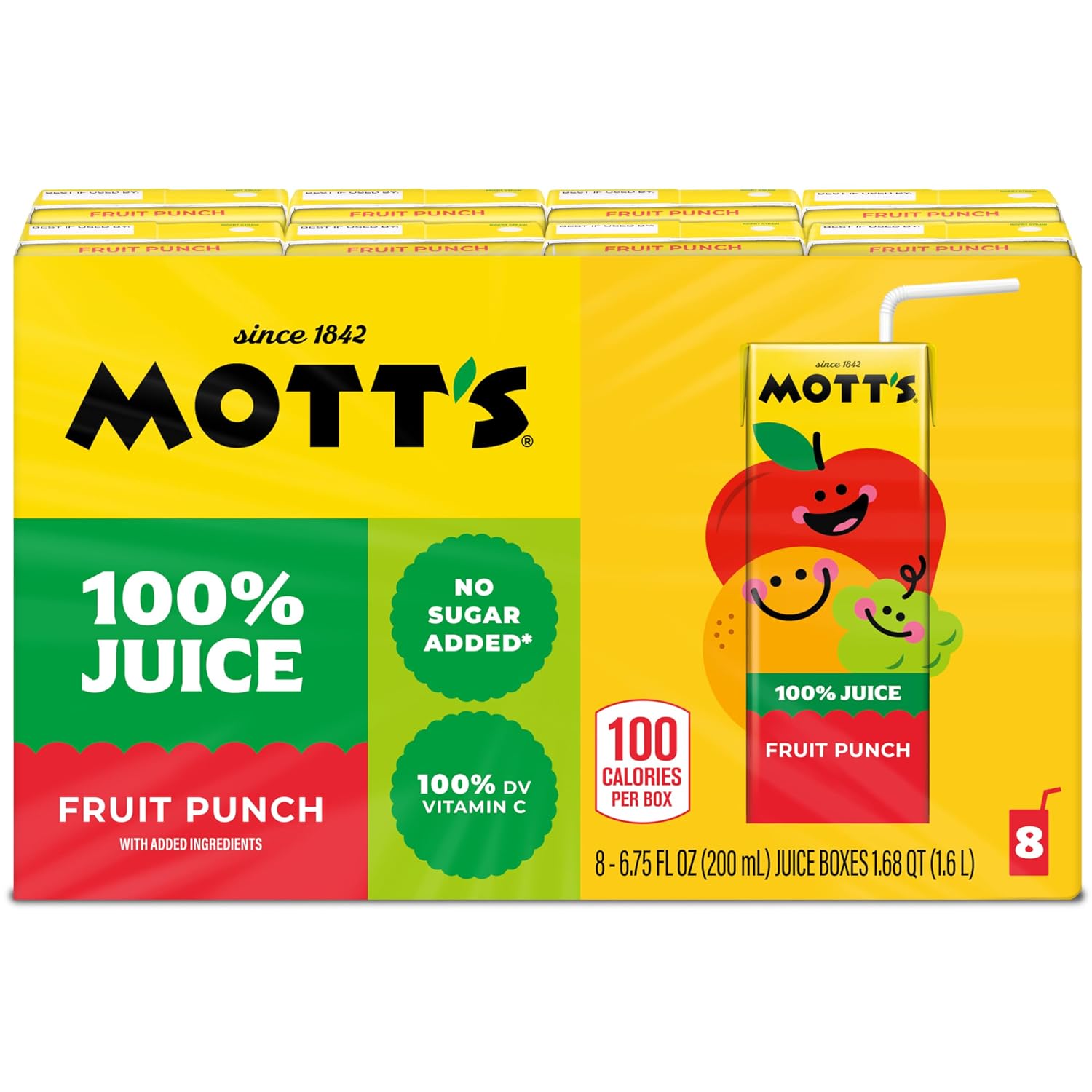 Mott's 100% Original Apple Juice, 6.75 Fl Oz Boxes, 32 Count (4 Packs Of 8), 2 Servings Of Fruit, 100% Fruit Juice, Gluten-free, Caffeine-free, Kosher, Contains No Artificial Colors Or Sweeteners