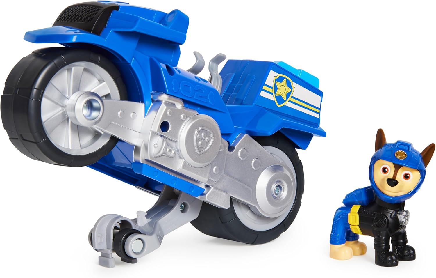 PAW Patrol, Moto Pups Wildcat’s Deluxe Pull Back Motorcycle Vehicle with Wheelie Feature and Toy Figure