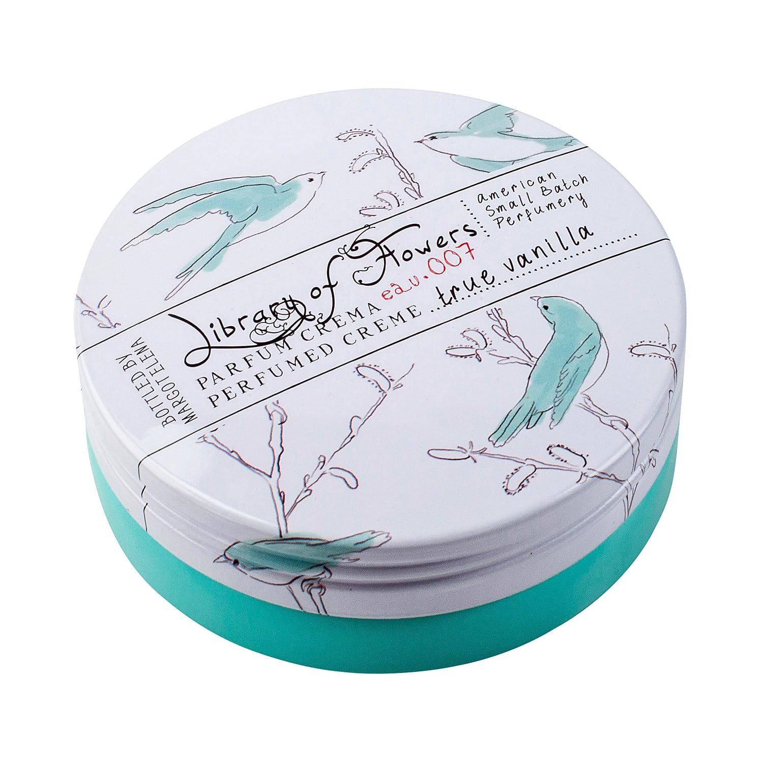 Library of Flowers True Vanilla Parfum Crema, 2.5 oz., Bergamot, Dark Vanilla & Amber Scented Women's Fragrance, Luxury Solid Perfume Balm