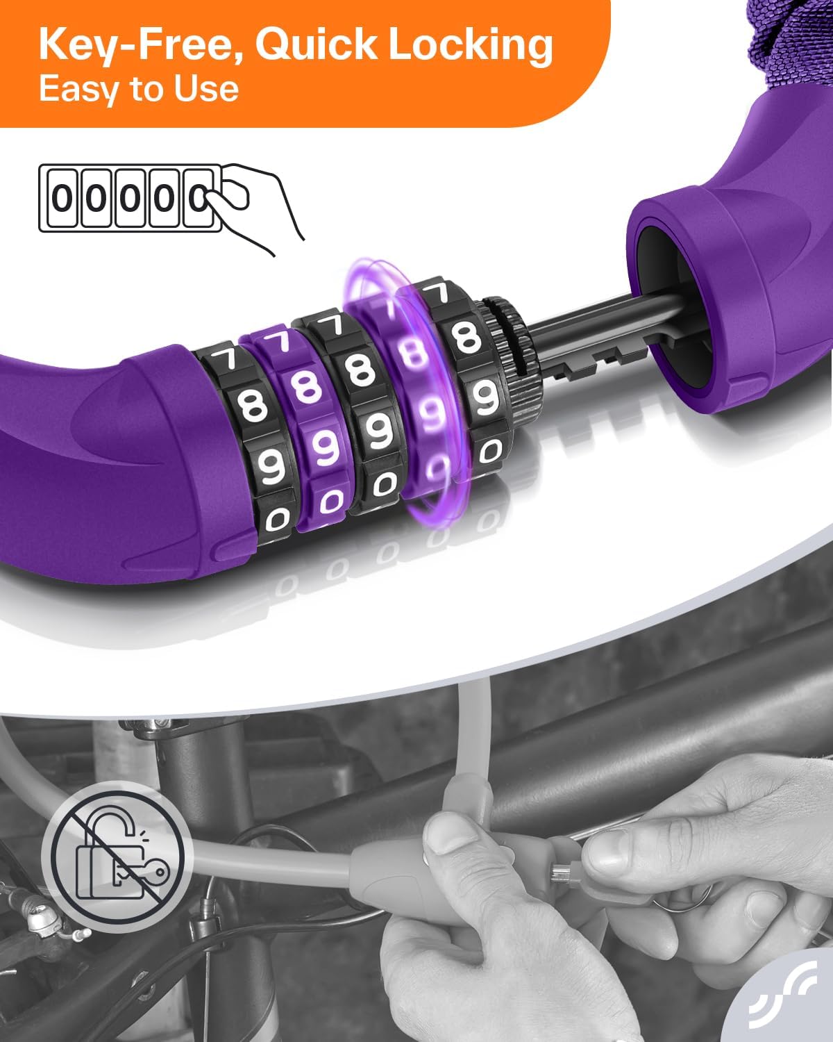 Sportneer Bike Lock: 5 Digit Combination High Security Anti Theft Bike Chain Lock - 3.2/3.6/4ft Heavy Duty Keyless Bicycle Lock for Bike, Motorcycle, Scooter, Door & Gate - 4/6mm Thick, Easy to Use