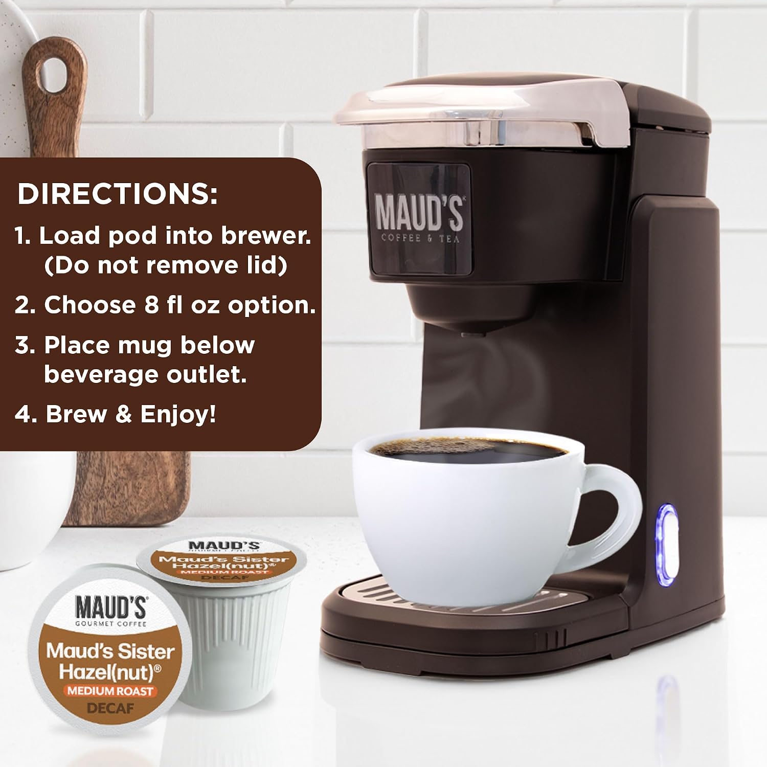 Maud’s Decaf Dark Roast Coffee Pods, 100ct | Decaffeinated Coffee in Single Serve Pods – Compatible with Keurig Coffee Makers