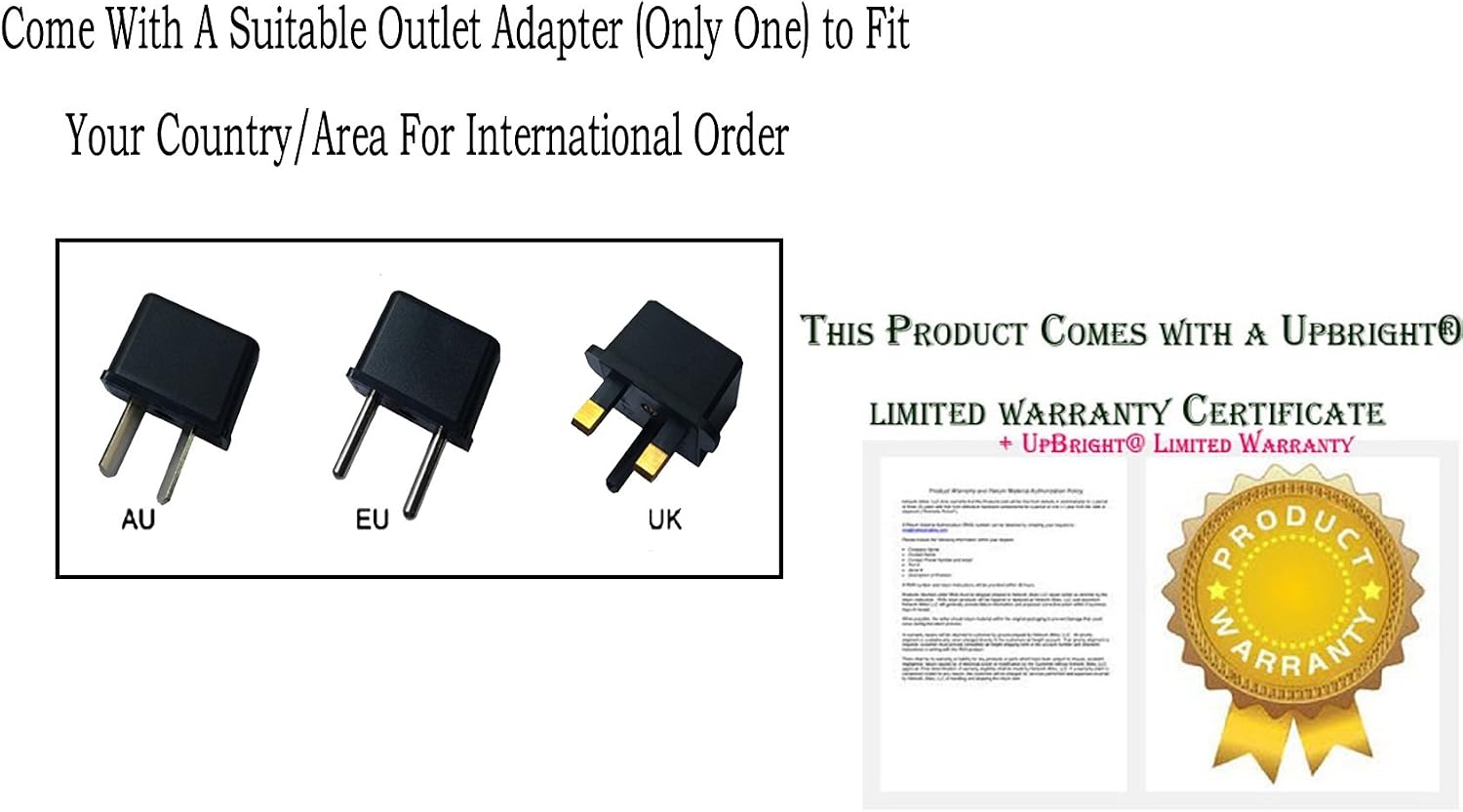 UpBright 9V AC/DC Adapter Compatible with Hyper Tough 7046 HT HT7046 FSI 60-625 2500-Lumen Li-Ion LED Lithium-Ion Rechargeable Battery Work Light