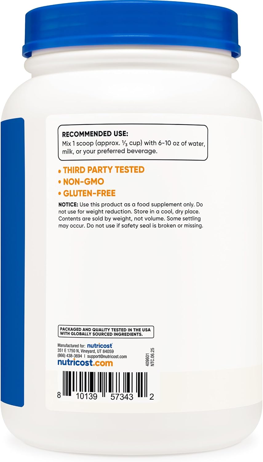Nutricost Grass-Fed Whey Protein Isolate (Vanilla) 5LBS | GMO-Free, Gluten Free, Natural Flavors