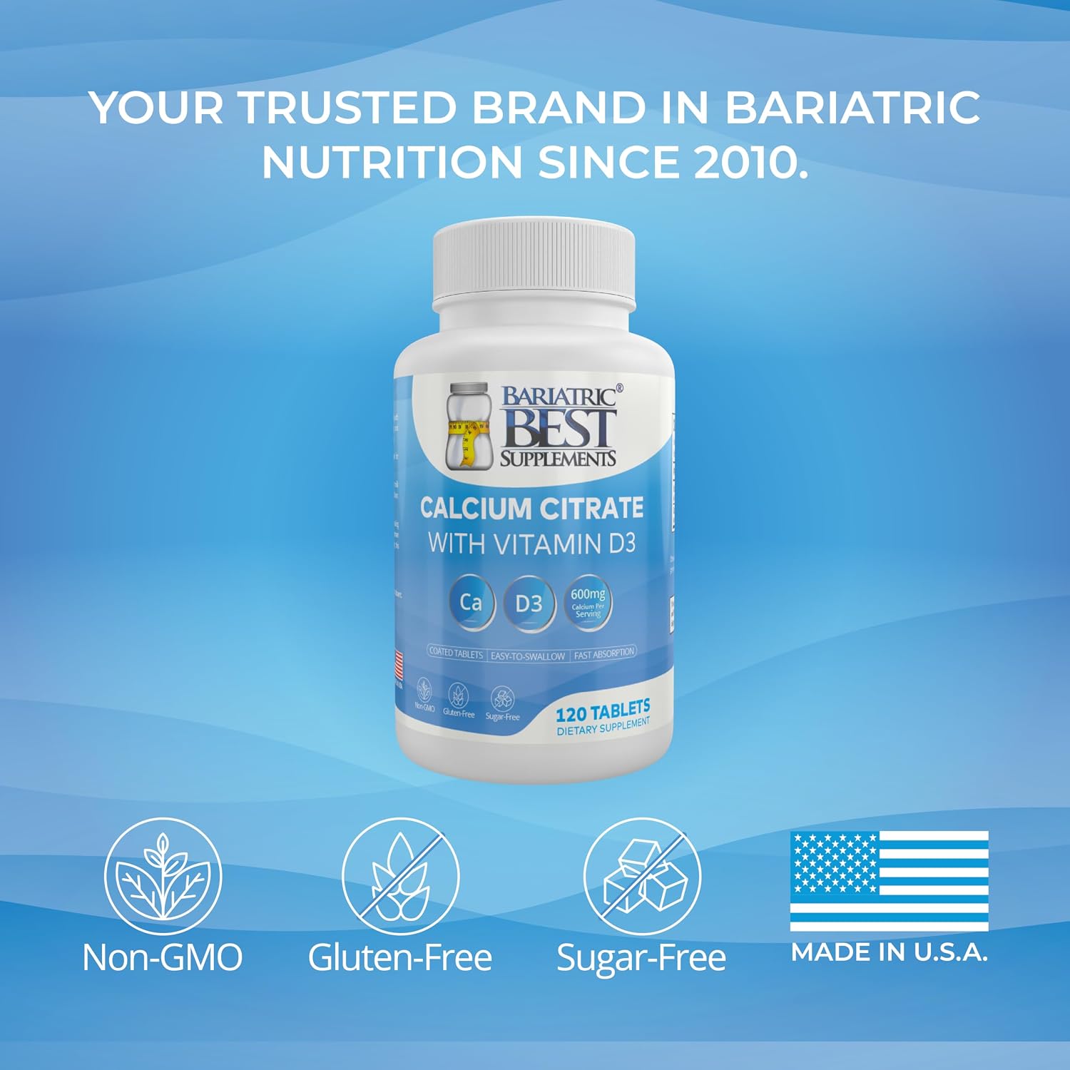 Bariatric Calcium Citrate with Vitamin D3 | 600mg | Higher Dose Than Most Competitors | Post-Bariatric Surgery | Gastric Bypass & Sleeve | ASMBS