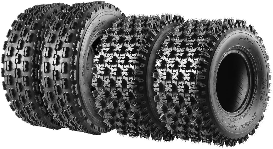MaxAuto Set of 4 Sport ATV Tires 22x7-10 Front & 20x10-9 Rear UTV Tires 4PR 22x7x10 ATV Quad -Tire - 10077/10081, 4 Pack in 2 Packages