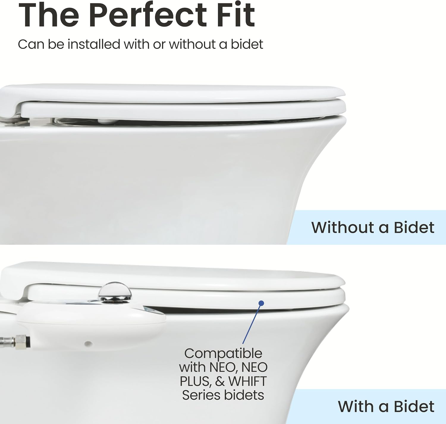 LUXE TS1008E Slow Close Elongated Comfort Fit Toilet Seat, White