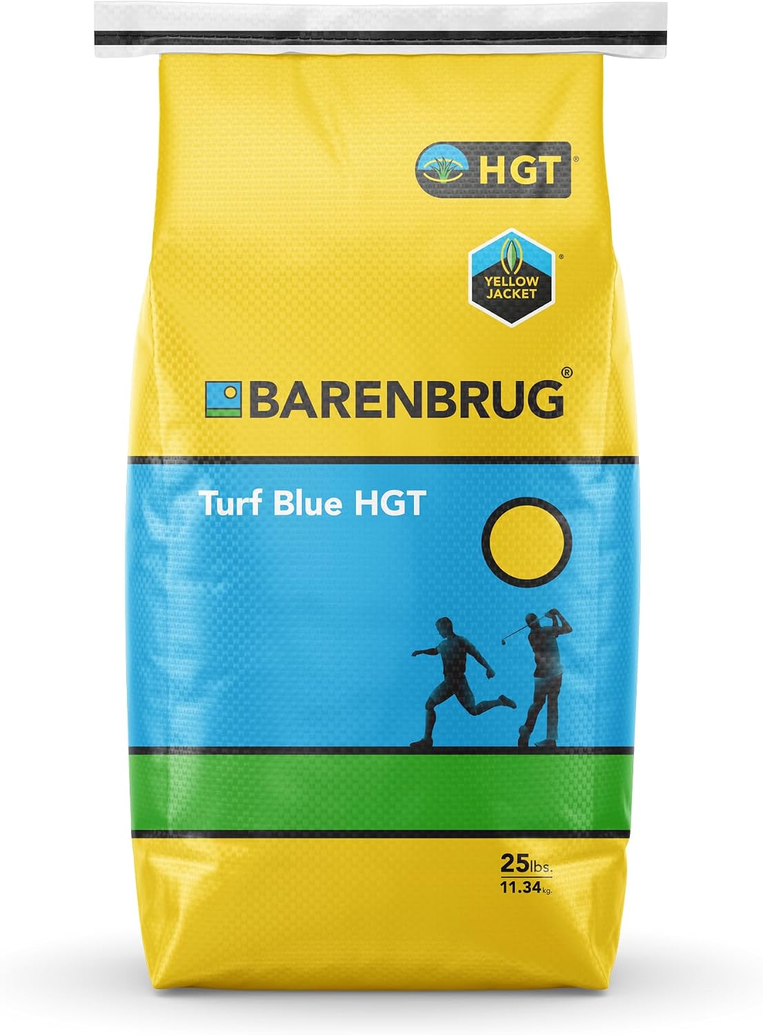 Barenbrug Turf Blue Healthy Grass Technology Grass Seed with Yellow Jacket Coating - Heavy Traffic Seed for Use on Sports Fields, Golf Courses, Parks