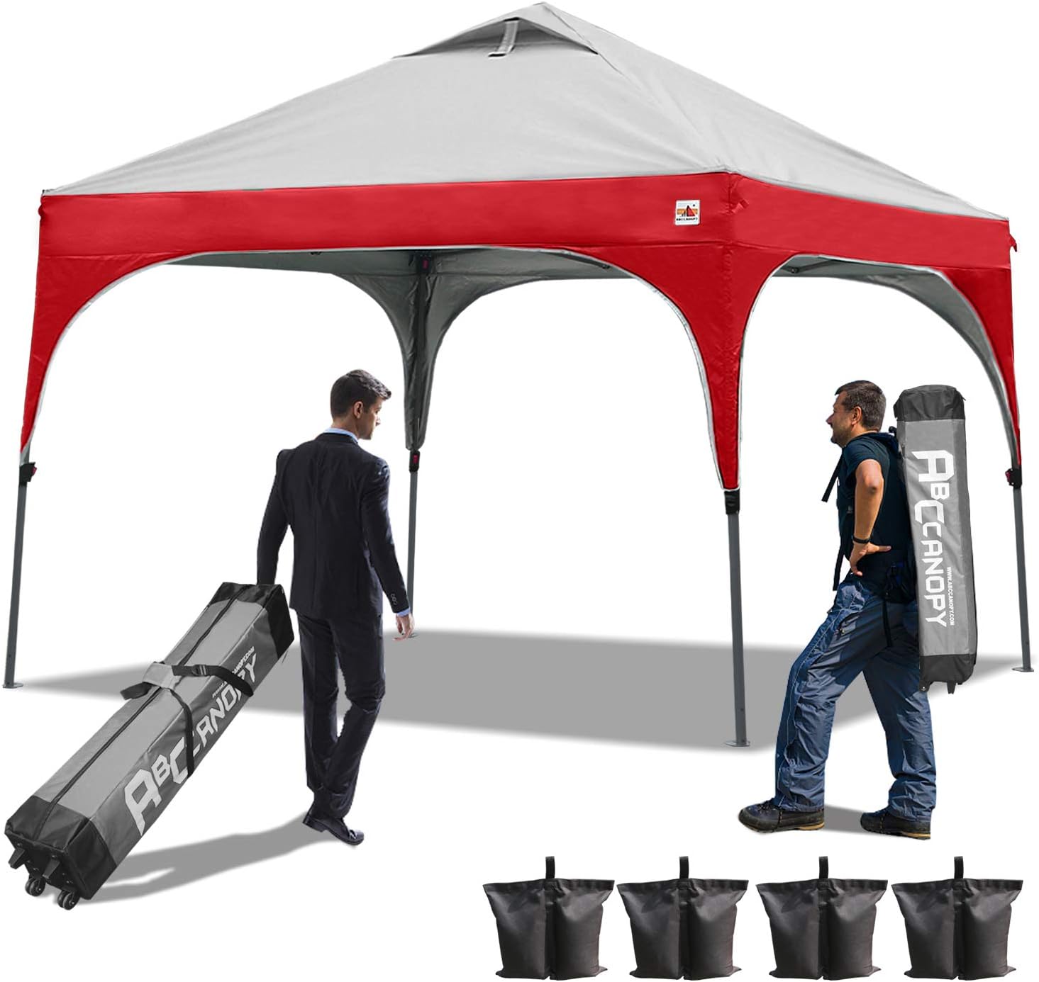 ABCCANOPY Outdoor Pop up Canopy Tent, 10x10 Instant Portable Canopy for Camping, Beach, Backyard,Gray | Water resistant & UV protection canopy, easy setup, with carry bag, ideal for camping, beach, backyard, market events