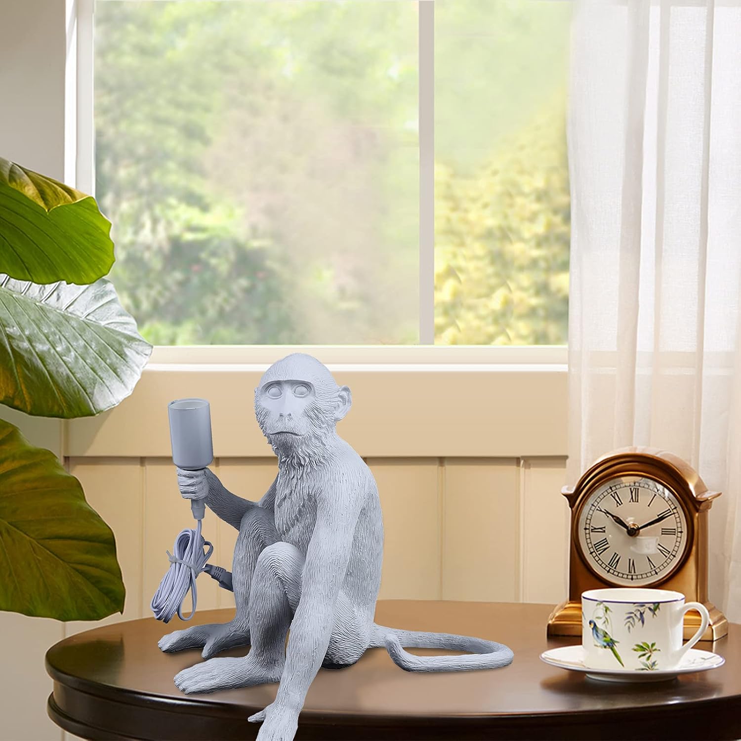 Resin Hemp Rope Monkey Table Light Retro Edison Monkey Desk Resin Sitting Monkey Lighting Fixture E27 for Dining Living Room Bedroom Bar Cafe