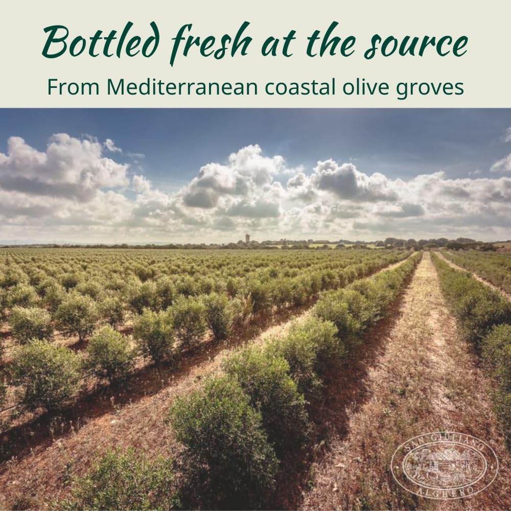 Polyphenol Rich Extra Virgin Olive Oil by San Giuliano, Pure 100% Italian EVOO from Italy, Cold Pressed for Everyday Cooking, Non-GMO Certified, Sustainably Farmed, 750 ML Bottle