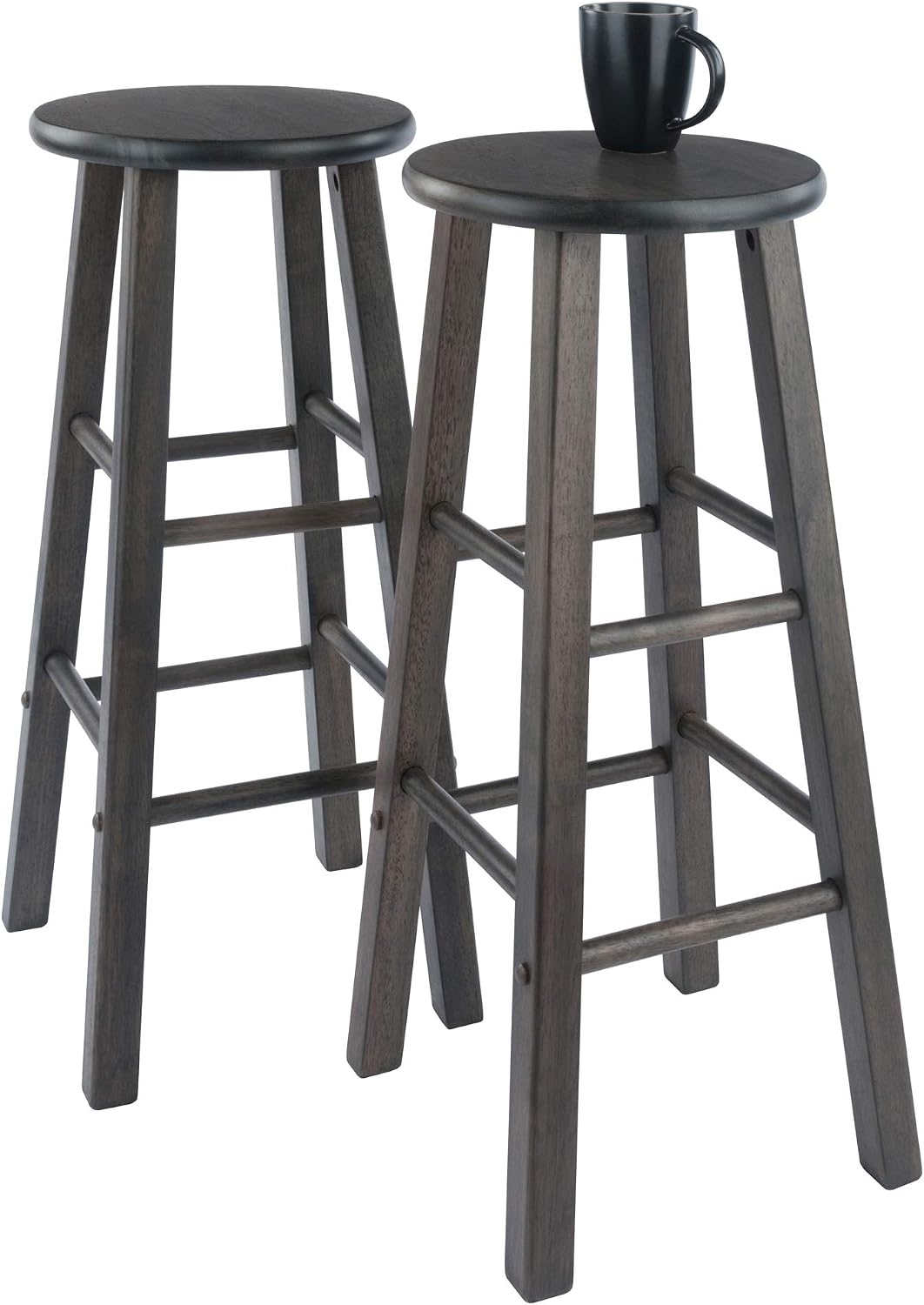 Winsome Element Counter Stools, Natural & White, 24", 2 Piece Set