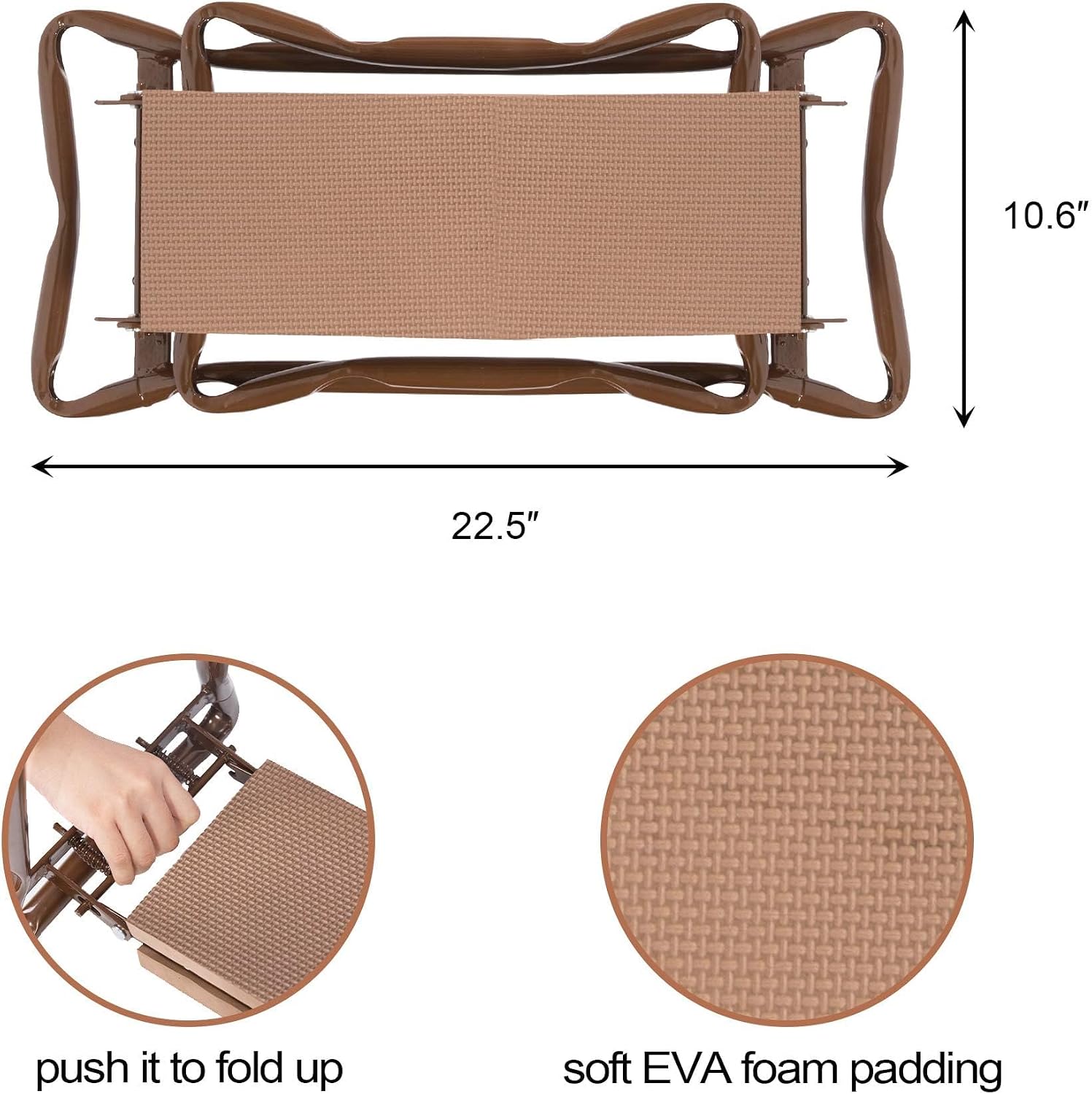 LUCKYERMORE Garden Kneeler and Seat Folding Kneeling Bench Stool with Tool Pouches Soft EVA Foam for Gardening,Asiento Garden Kneeler,Brown