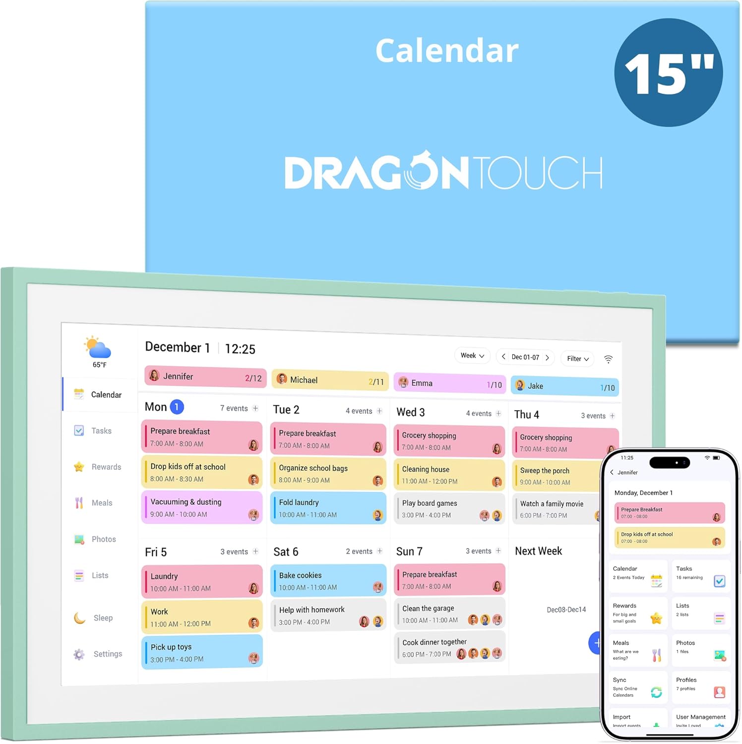 Dragon Touch Digital Picture Frame WiFi 10 inch IPS Touch Screen Digital Photo Frame Display, 32GB Storage, Auto-Rotate, Share Photos via App, Email