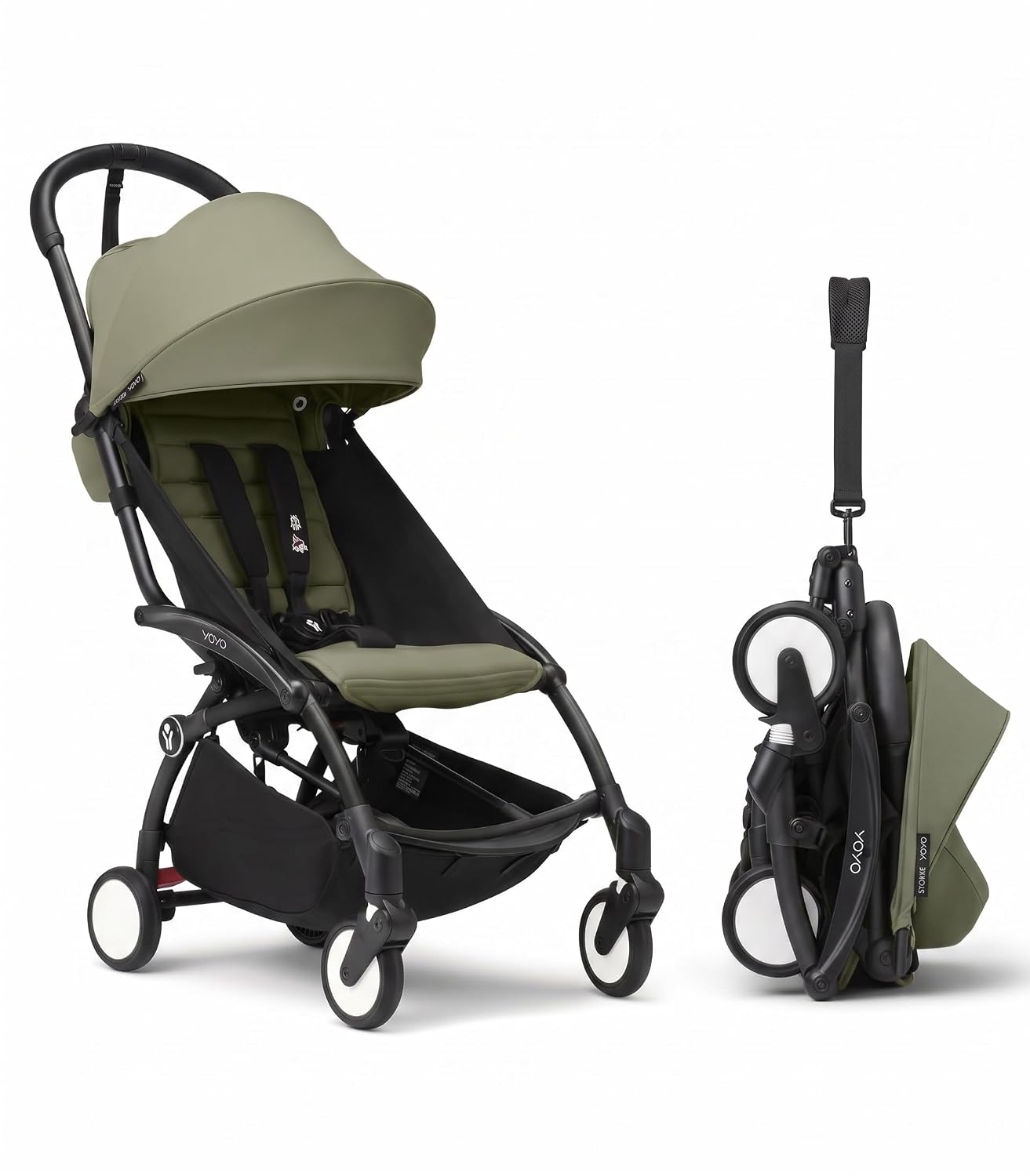 Stokke YOYO3 Travel Stroller from 6 Months, Easy Fold, Black/Black | Includes Frame, Seat Cushion, & Canopy, Light & Compact, Carry-on Compatible, Storage in Zip Back Pocket & Under Seat Basket