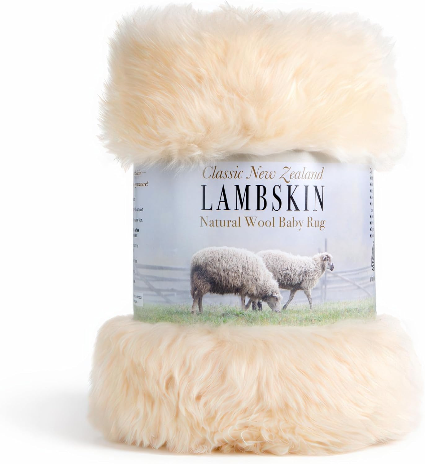New Zealand Lambskin Baby Rug, Unshorn Sheepskin, Large 2x3 ft