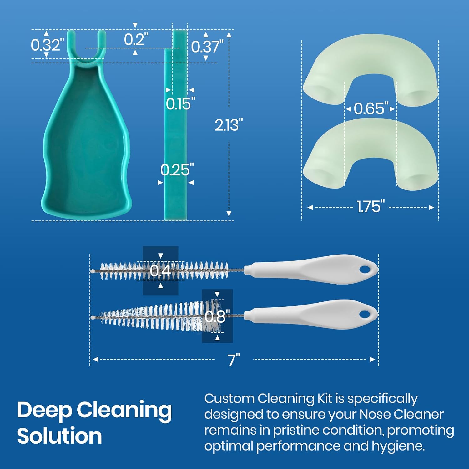 Nasal Irrigation System Cleaning Kit, Compatible with Navage Nasal Irrigation System, Includes C-Clip, U-Tube, 2 Cleaning Brushes