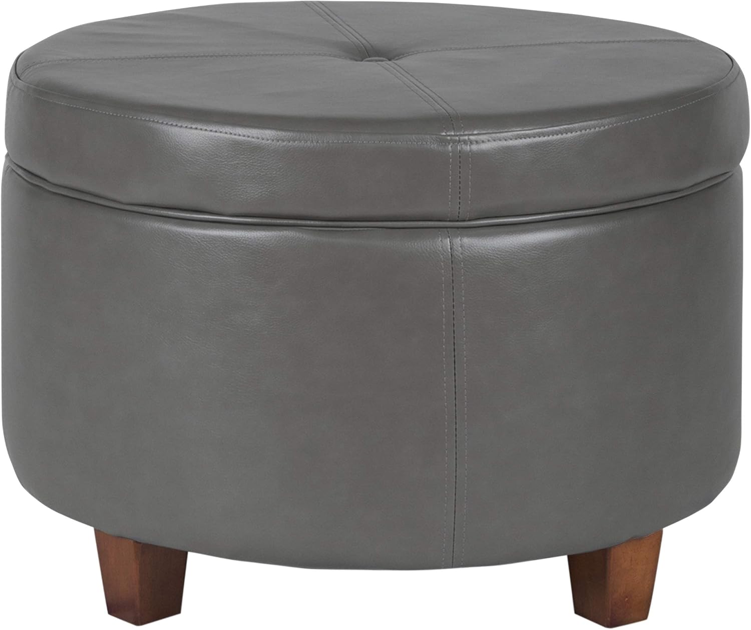 HomePop 24" Large Leatherette Storage Ottoman - Distressed Brown Faux Leather