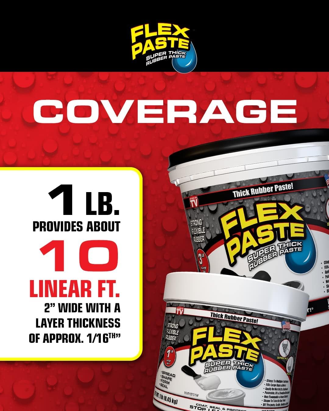 Flex Paste MAX, 12 lb Can, White, Waterproof Paintable Putty, Spackle Sealant, Fill Gaps Cracks Holes - Block Out Water and Air - UV Resistant - Walls