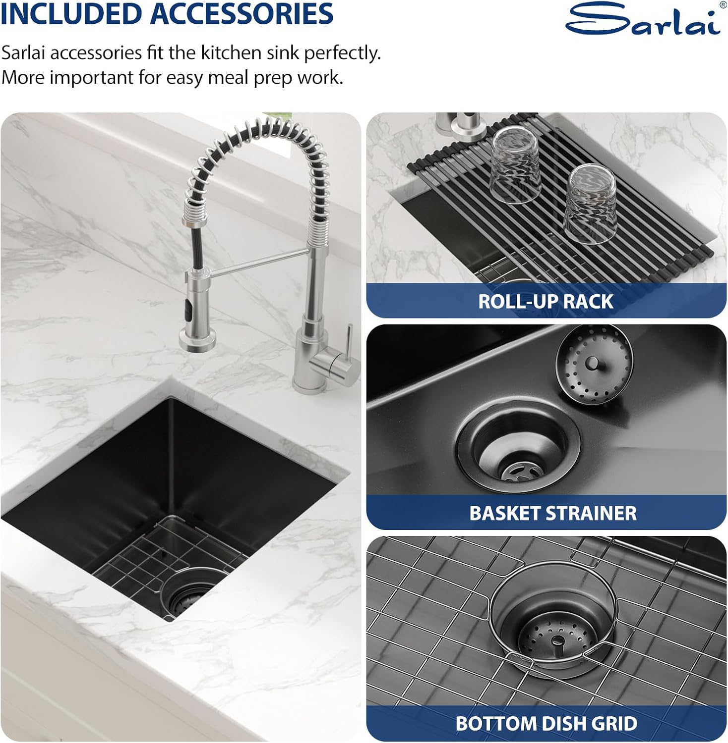 Sarlai 21 Inch Undermount Laundry Sink 21x18x12 Inch Undermount Laundry Utility Sink Deep Single Bowl 16 Gauge Stainless Steel Laundry Tub Sinks