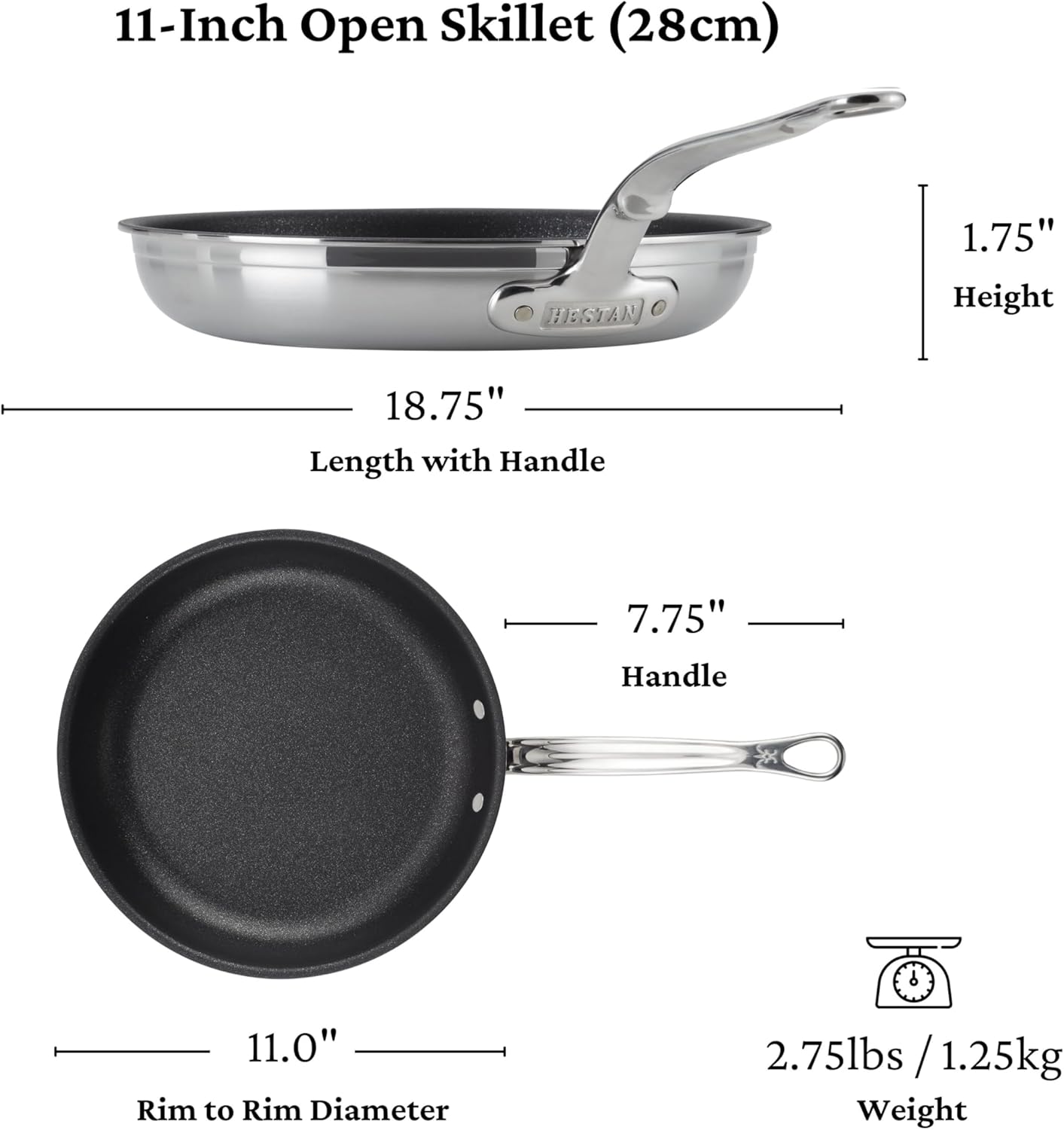 Hestan ProBond Forged TITUM - Professional Clad Stainless Steel, Nonstick, Frying Pan, (8.5-Inch), Induction Compatible, Made without PFOAs