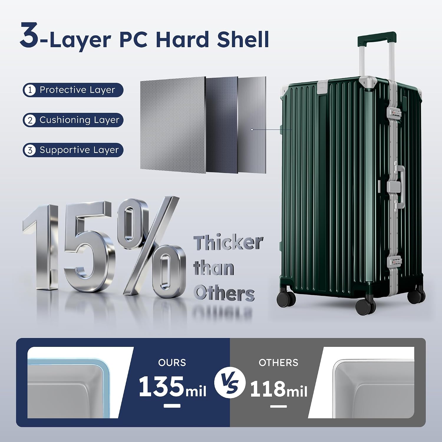 ALPHA CAMP Trunk Luggage 28 Inch with Aluminum Frame Zipperless Suitcase | Large Checked Thickened 3-Layer PC Hardside Luggage with TSA Lock,Charging Port,Cup Holder and Spinner Wheels for Travel