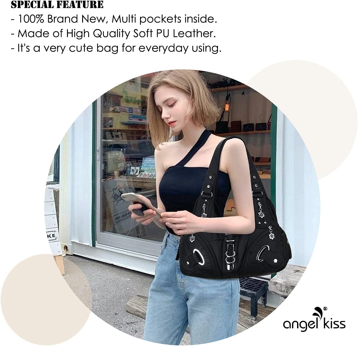 Angelkiss Hobo Purses and handbags for Women Satchel Handbag Women Purses Large Daily Shoulder Bags