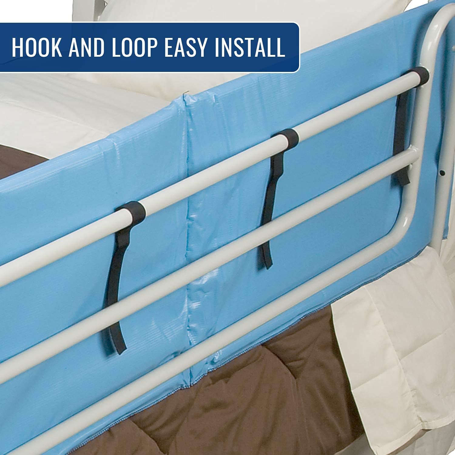 DMI Bed Rail Cover, Bed Rail Padding and Bed Bumper Pad for Elderly, Disabled or Handicapped, Rails Not included, Padded Cover Only, Blue