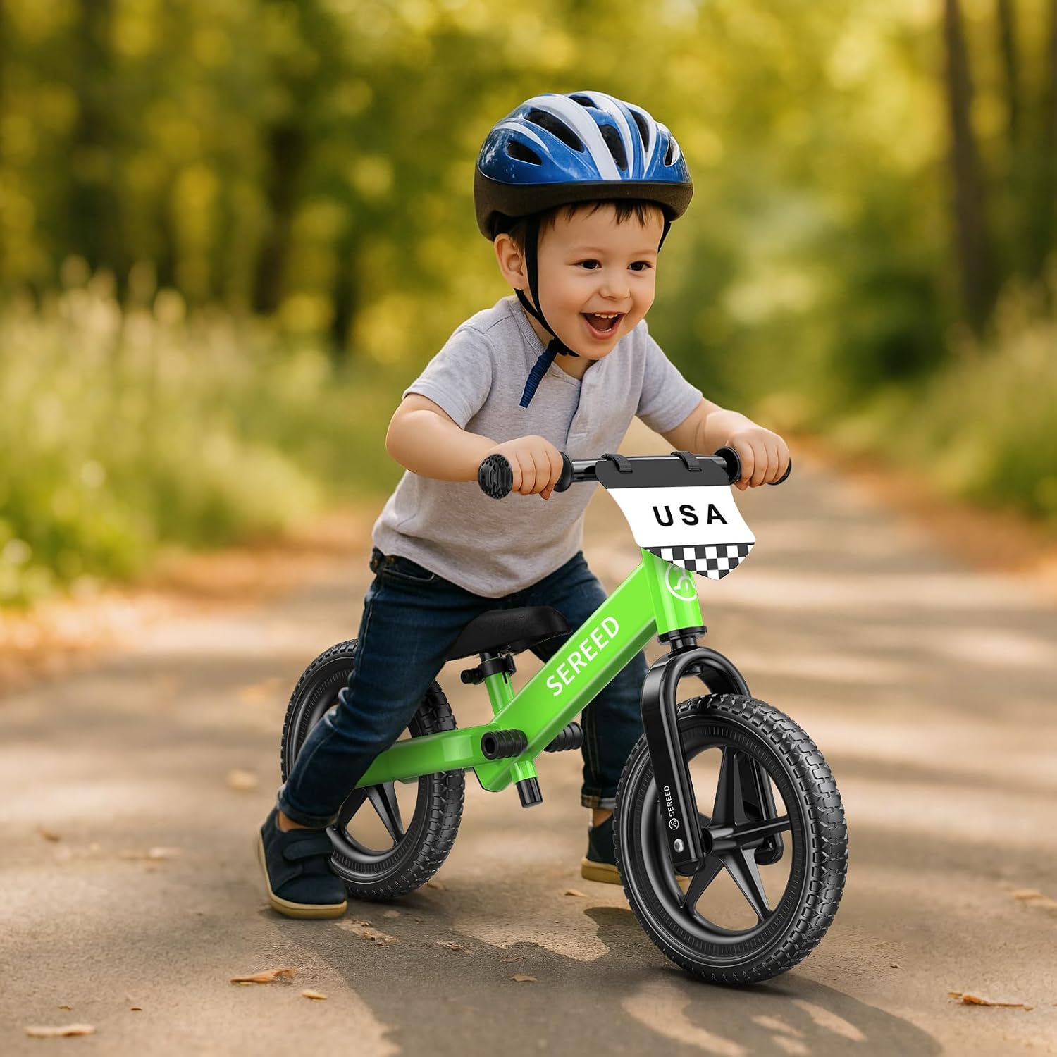 SEREED Toddler Balance Bike 2 Year Old, Gift for 2-3 Boys Girls, Adjustable | No Pedal Kids Toy Bike for 2-5 Years Old, Customize Plate with 3pcs Stickers (White)