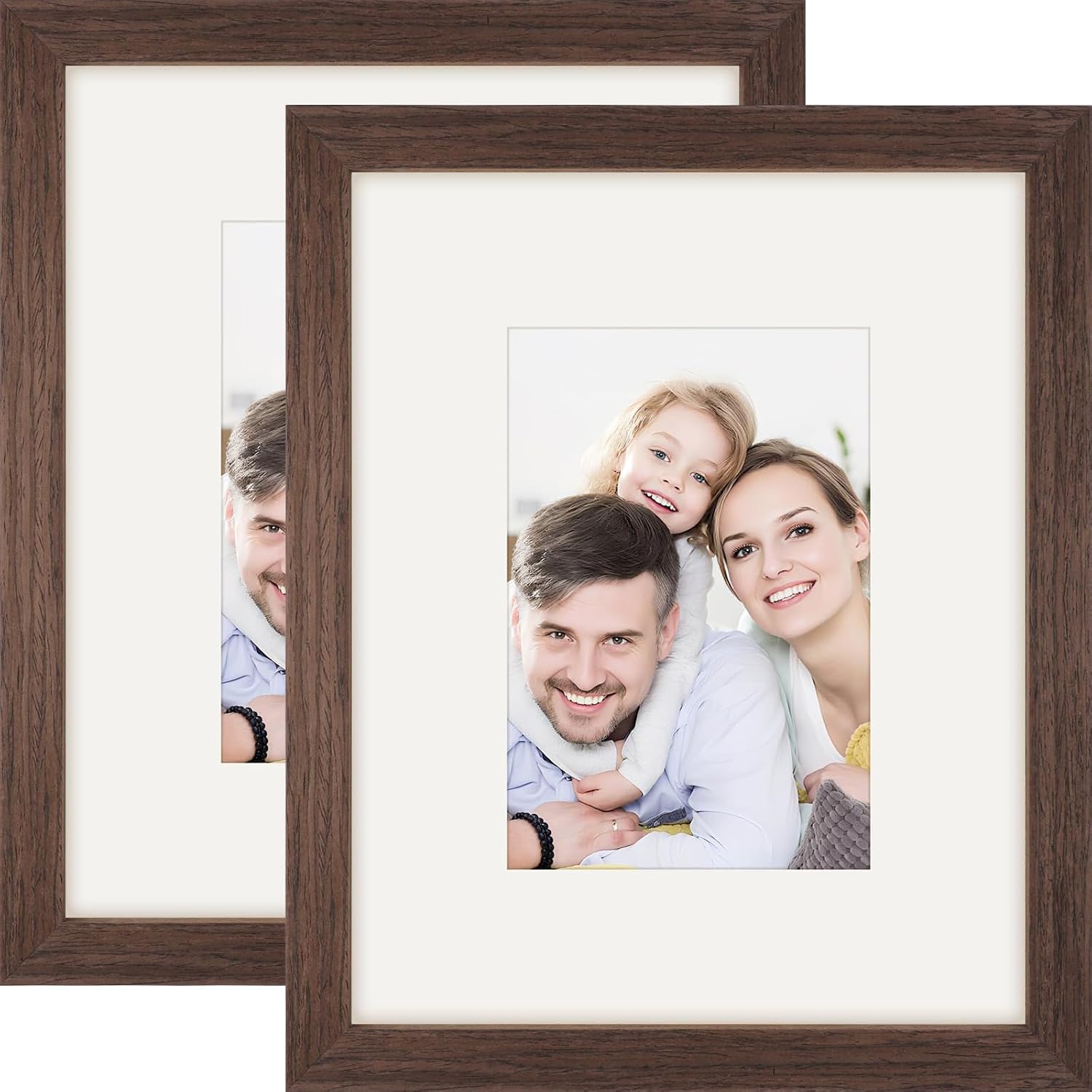 Picture Frames 8x8 2 Pack Made of Solid Wood Black for Wall Mounting and Tabletop Display