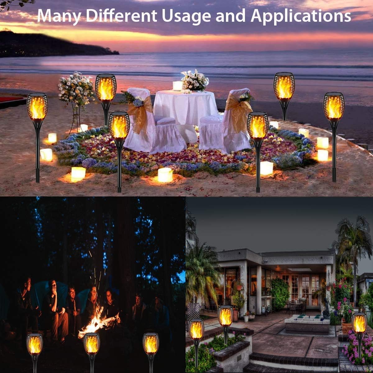 Gold Armour Solar Lights Outdoor - Flickering Flames Torch Lights Solar Light 42.9in Tall