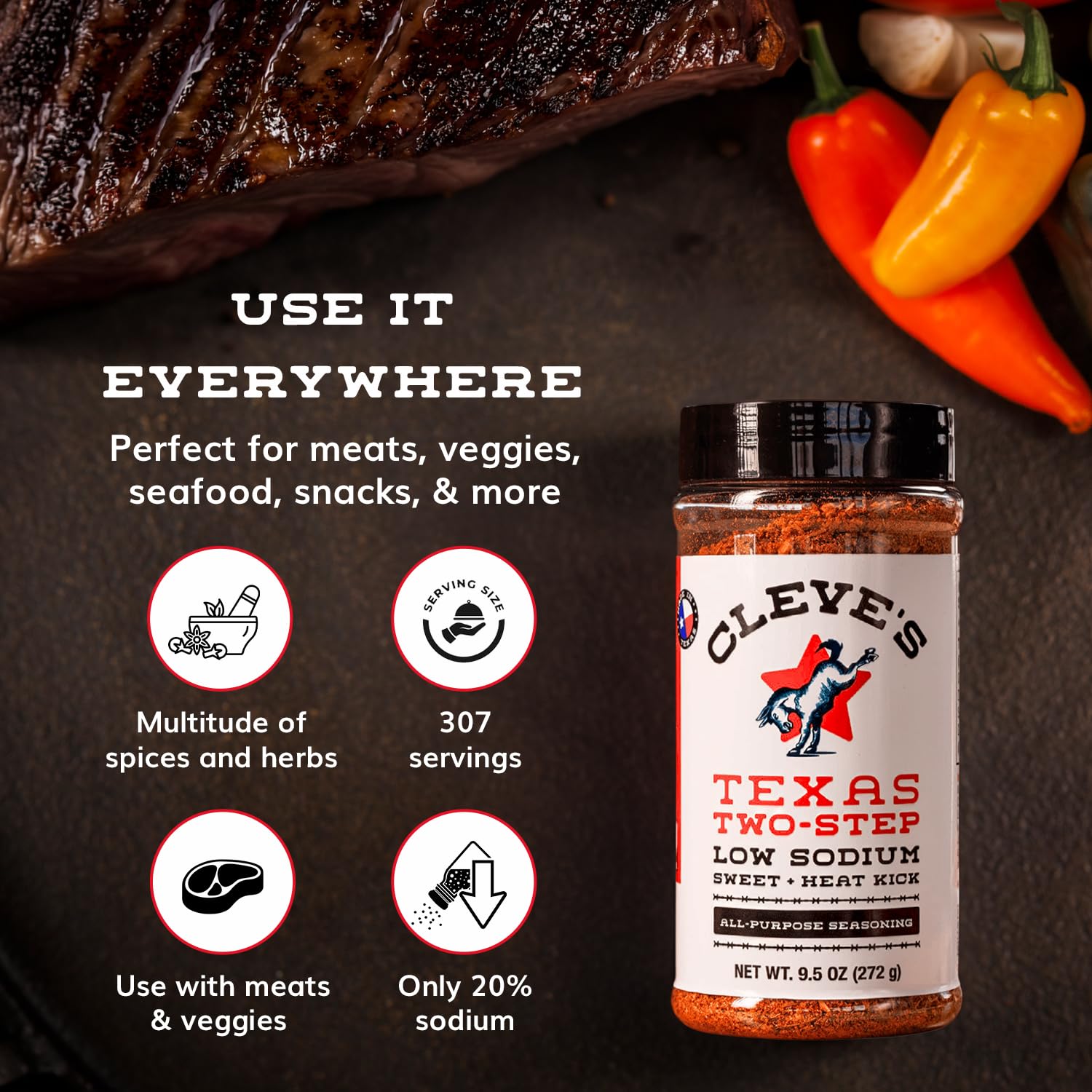 Cleve's Gourmet, Steak Seasoning for Grilling & Cooking, Steak Rub with Smoky Charred Flavor, Prime Rib Seasoning & Beef Seasoning, (Small, Cowboy Charcoal Steak Seasoning)
