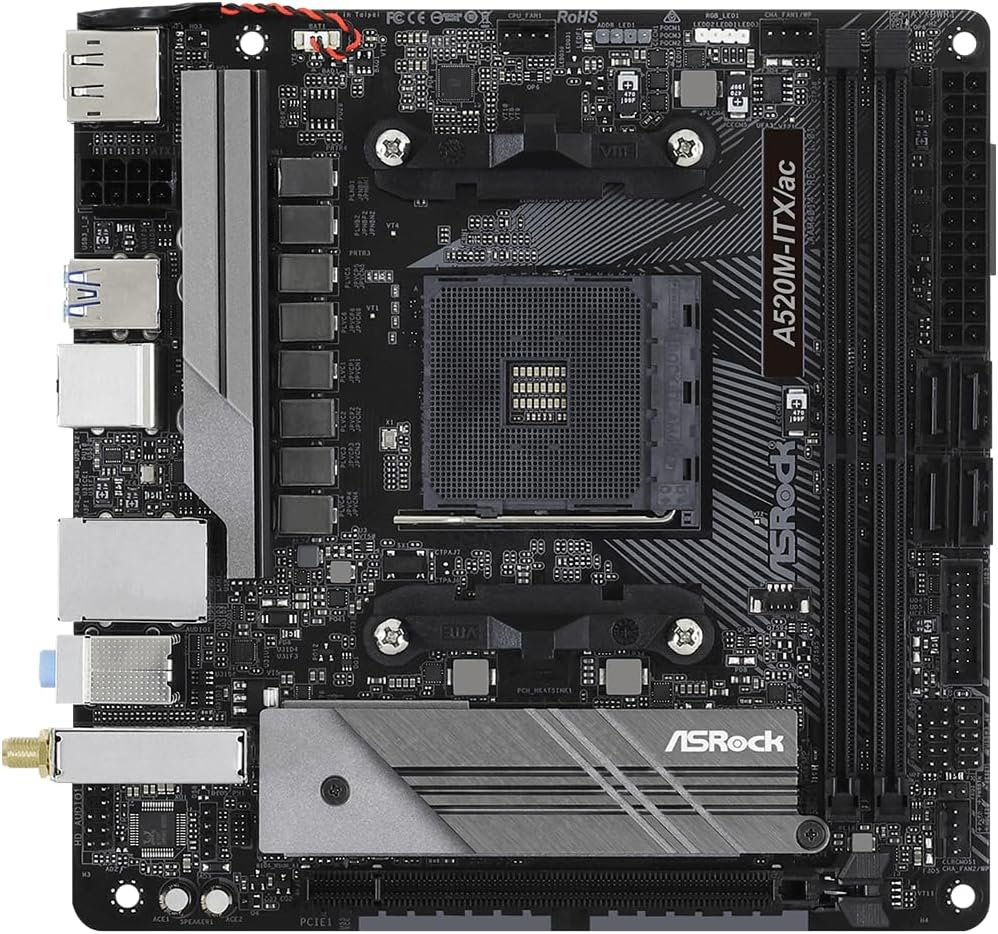 ASRock A520M-ITX/AC Supports 3rd Gen AMD AM4 Ryzen™ / Future AMD Ryzen™ Processors (3000 and 4000 Series Processors) Mini ITX Motherboard