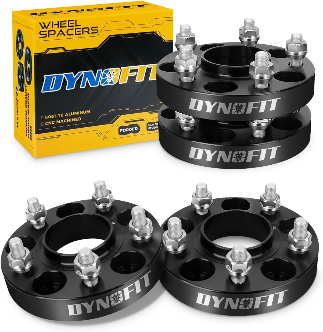 dynofit 5x114.3 Wheel Spacers 1 Inch for Nissan 350Z/370Z & Infiniti G35/G37/FX35, Hubcentric 66.1mm Bore, M12x1.25 Studs