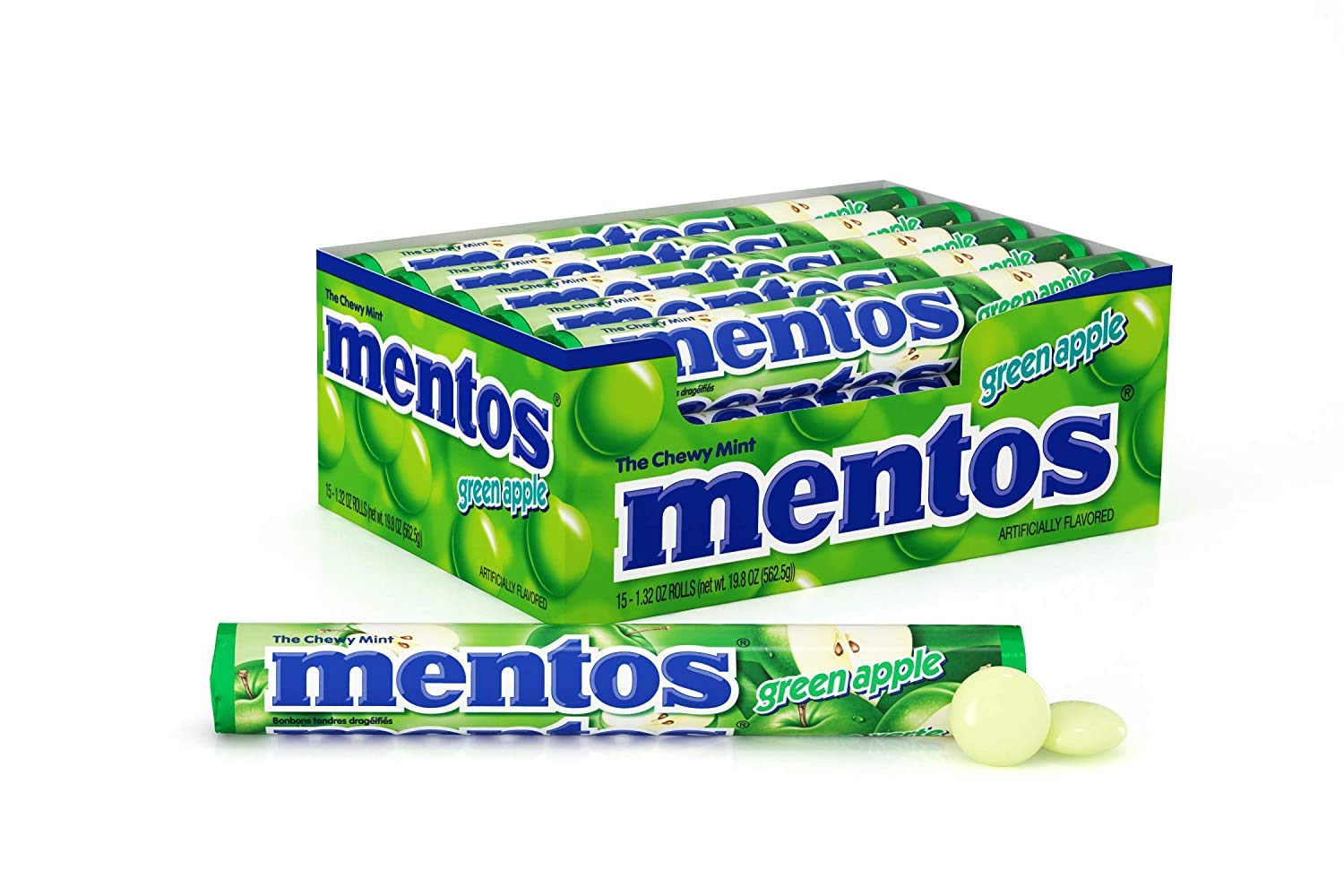 Mentos Chewy Mint Candy Roll, Cinnamon, 14 Pieces Per Roll, 15 Count Pack