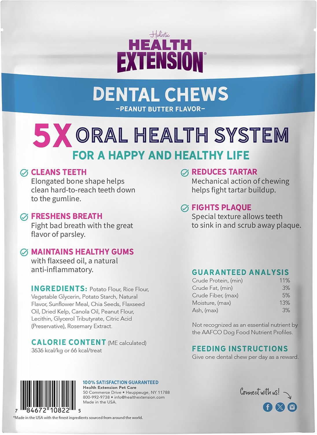 Health Extension Probiotic Dental Bones for Dogs, 14 Small Bones, Cleans Teeth, Healthy Gums, Freshens Breath, Training or Reward, 6 oz Bag (Pack of 1)