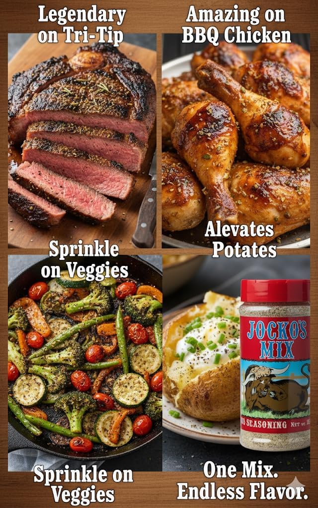 Jocko's Mix Santa Maria Style Seasoning - 15.3oz Bottle Of Tri-Tip, Steak, Pork, and Chicken Seasoning - Santa Maria California Grill - Jocko's Mix for Meat, Seafood Stew & Vegetables, Gluten Free