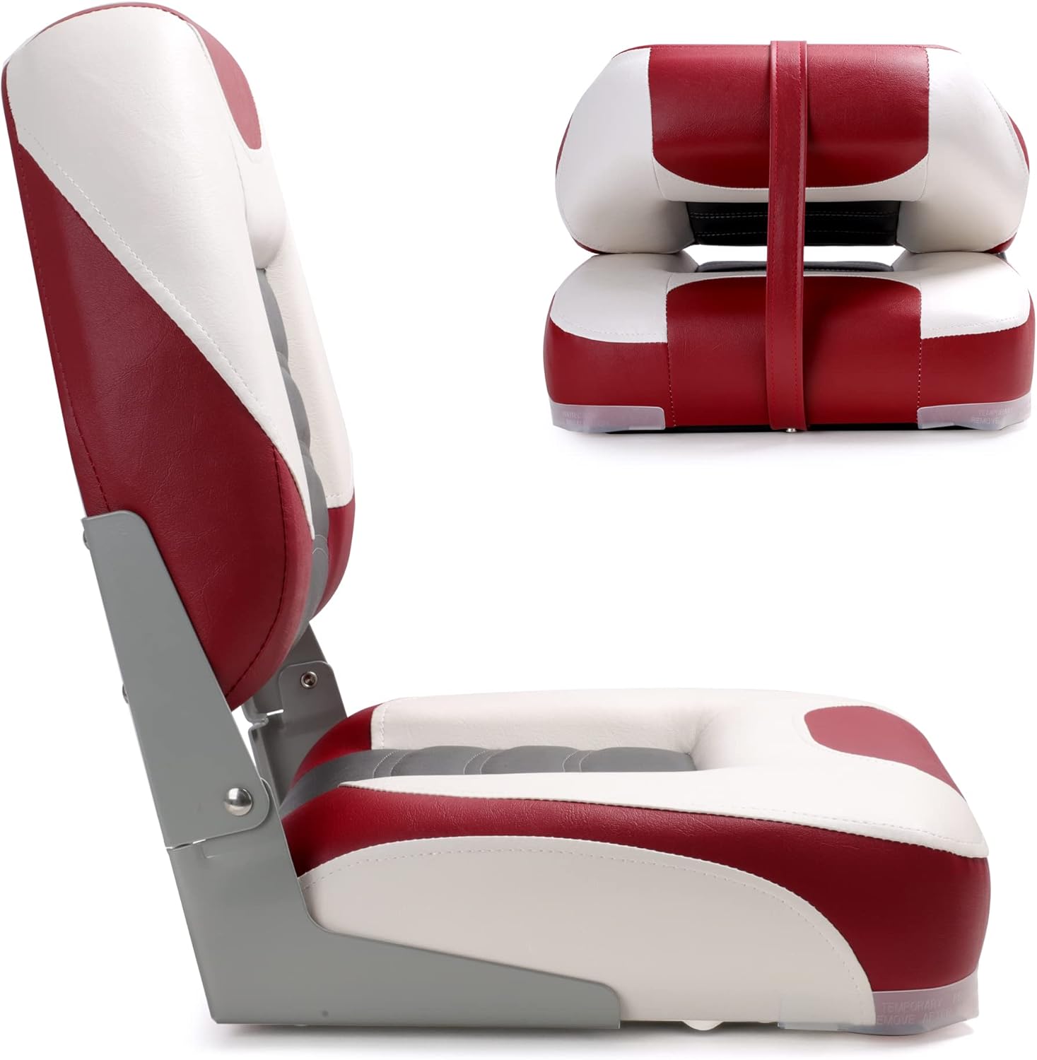 NORTHCAPTAIN T1 Deluxe Low Back Folding Fishing Boat Seats 2 Pack - Premium Bass/Jon/Pontoon Boat Chairs,4 Mounting Screws Included
