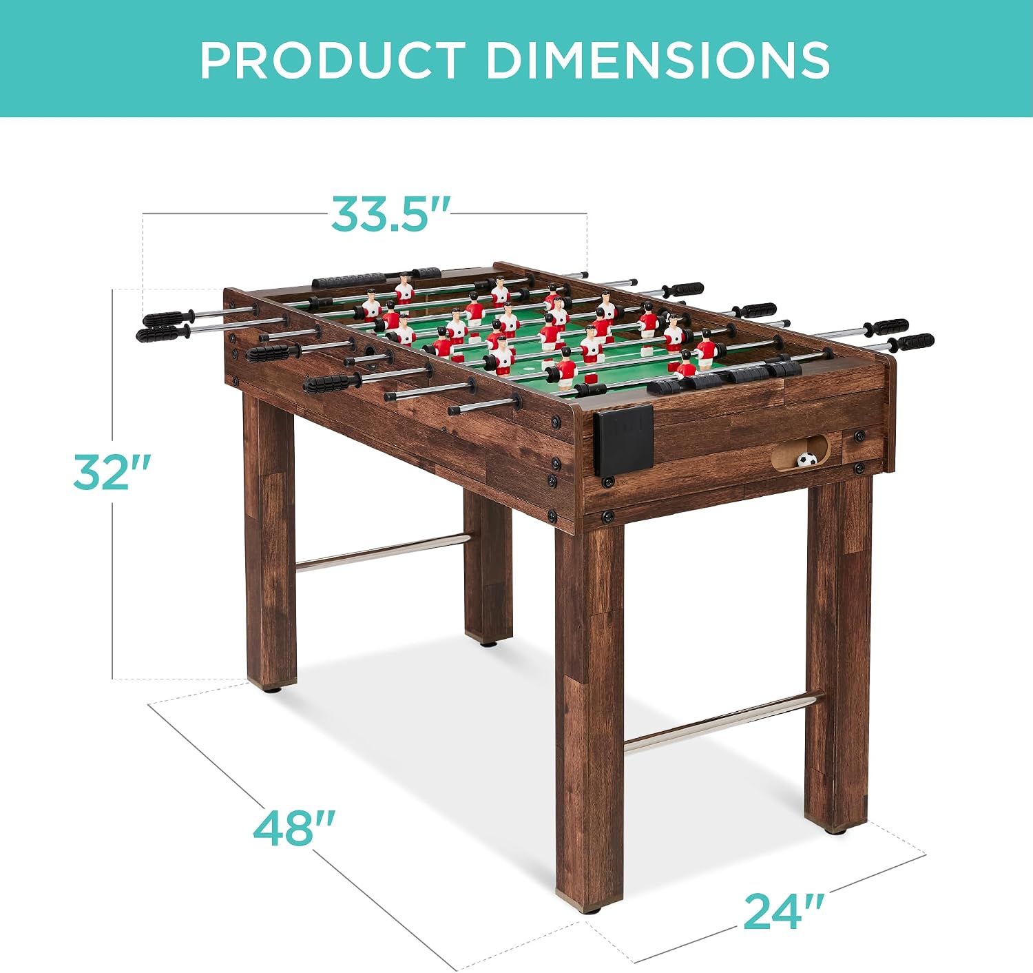 Best Choice Products Foosball Table for Kids and Adults, Game Room Soccer Game Table w/ 2 Balls, 2 Cup Holders, Ergonomic Handles, Chrome Finished Metal Bars