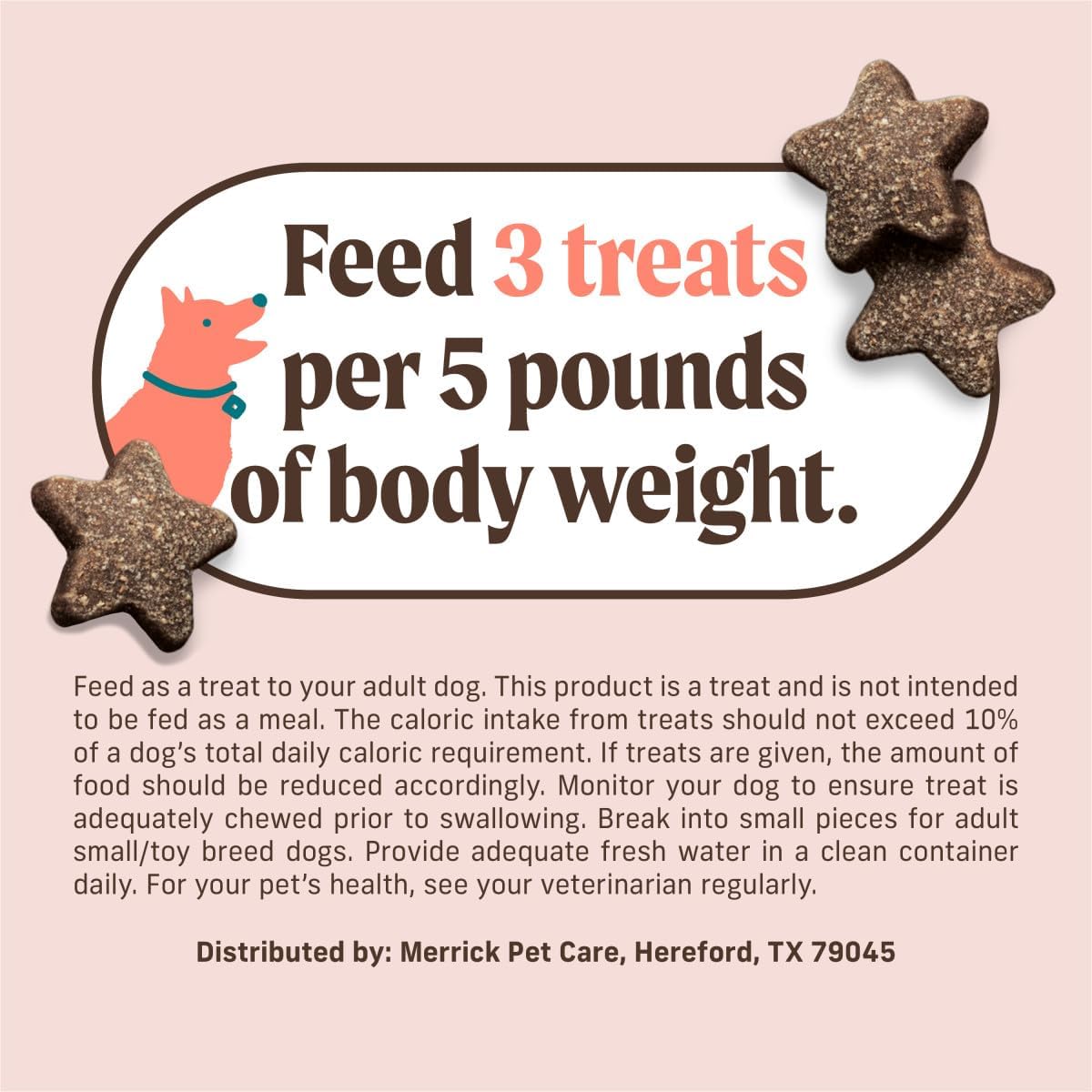 Merrick Power Bites Salmon Grain Free Dog Treats 6 oz Bag | Wholesome and flavorful dog treats made with salmon as the #1 ingredient, perfect for anytime snacking or training rewards