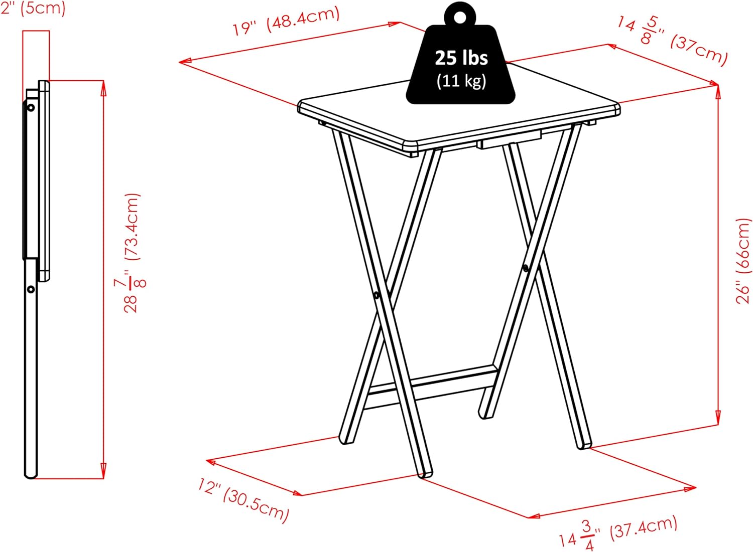 Winsome Alex Set of 2 Foldable Snack Tables, Natural, 26"