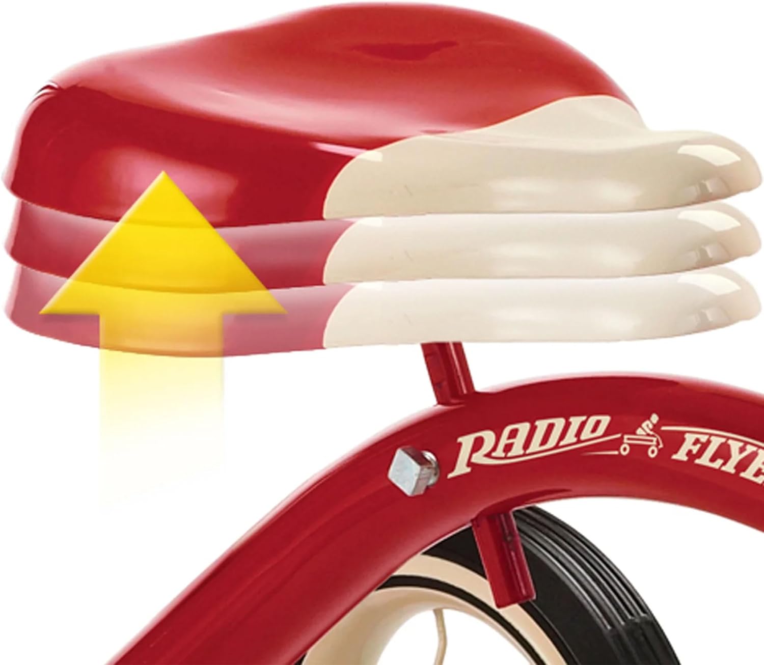 Radio Flyer Classic Pink Tricycle, for Ages 2-4, 10" Front Wheel, Bell | Steel Frame, Adjustable Seat, Rubber Tires, Chrome Details, Rear Step, Controlled Turning Radius, Tricycle for Toddlers