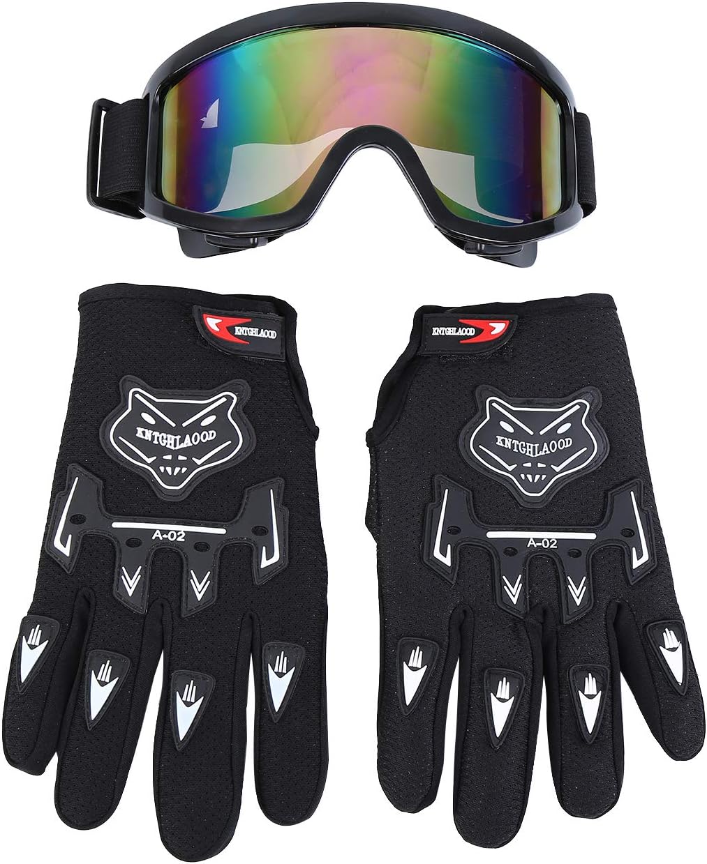 Motocross Helmet ATV Dirt Bike Helmets Off-Road Helmet with Gloves Goggles for Unisex Adult Youth DOT/FMVSS 218 Approved (Medium, Black)