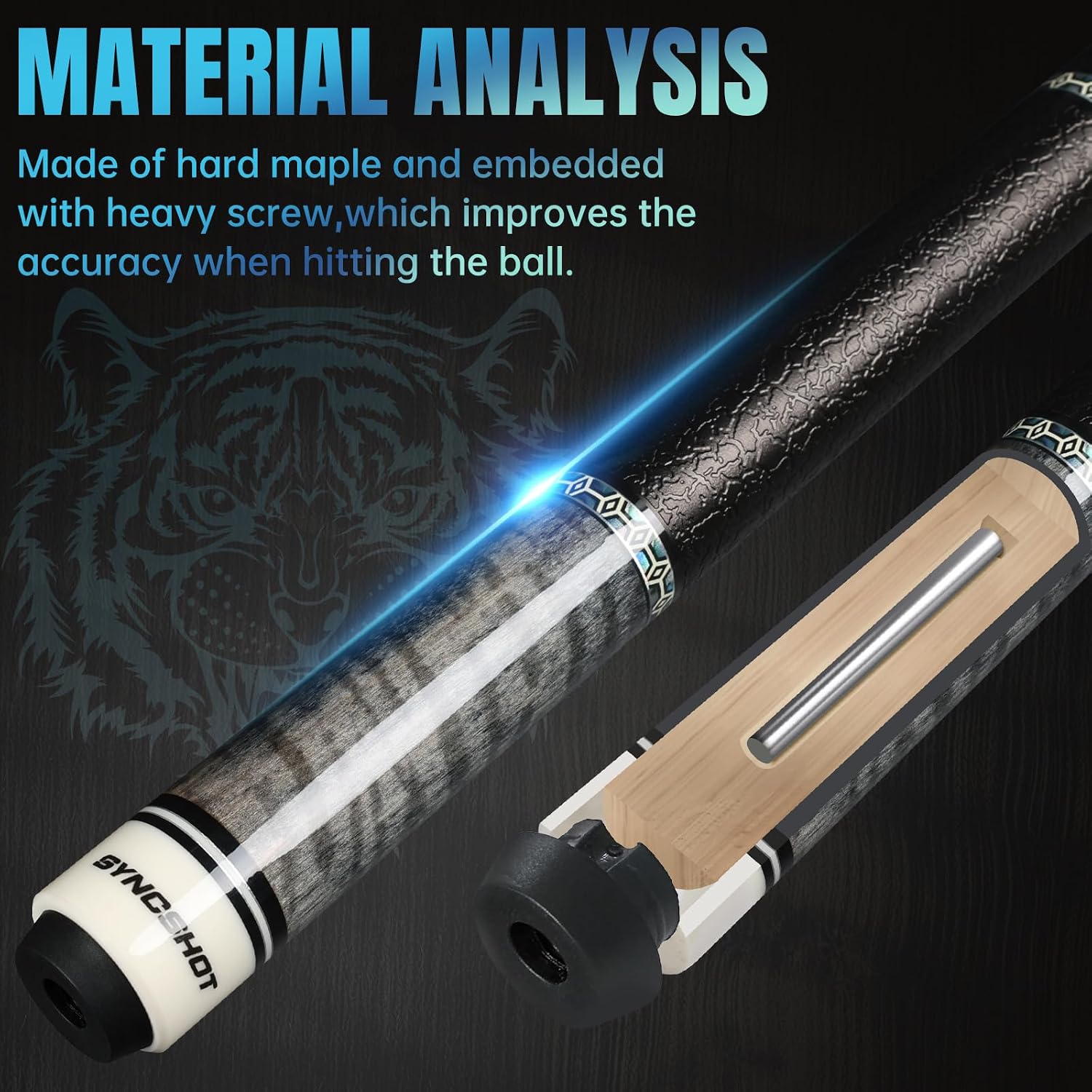 Carbon Fiber Pool Cue Stick 58" Professional Pool Sticks for Adults Full Carbon Technology Low Deflection Pool Cue Billiard Cues with 12.5mm Tip