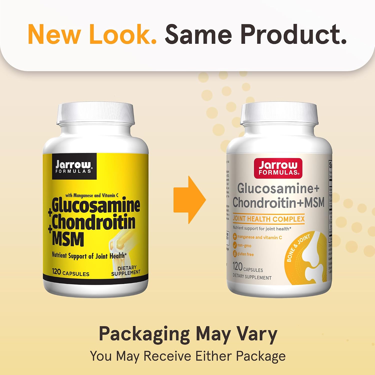 Jarrow Glucosamine, Chondroitin, and MSM, 120 Capsules | Joint Support Supplement With Vitamin C And Manganese, Bone & Joint Health, 120 Capsules, 30 Day Supply